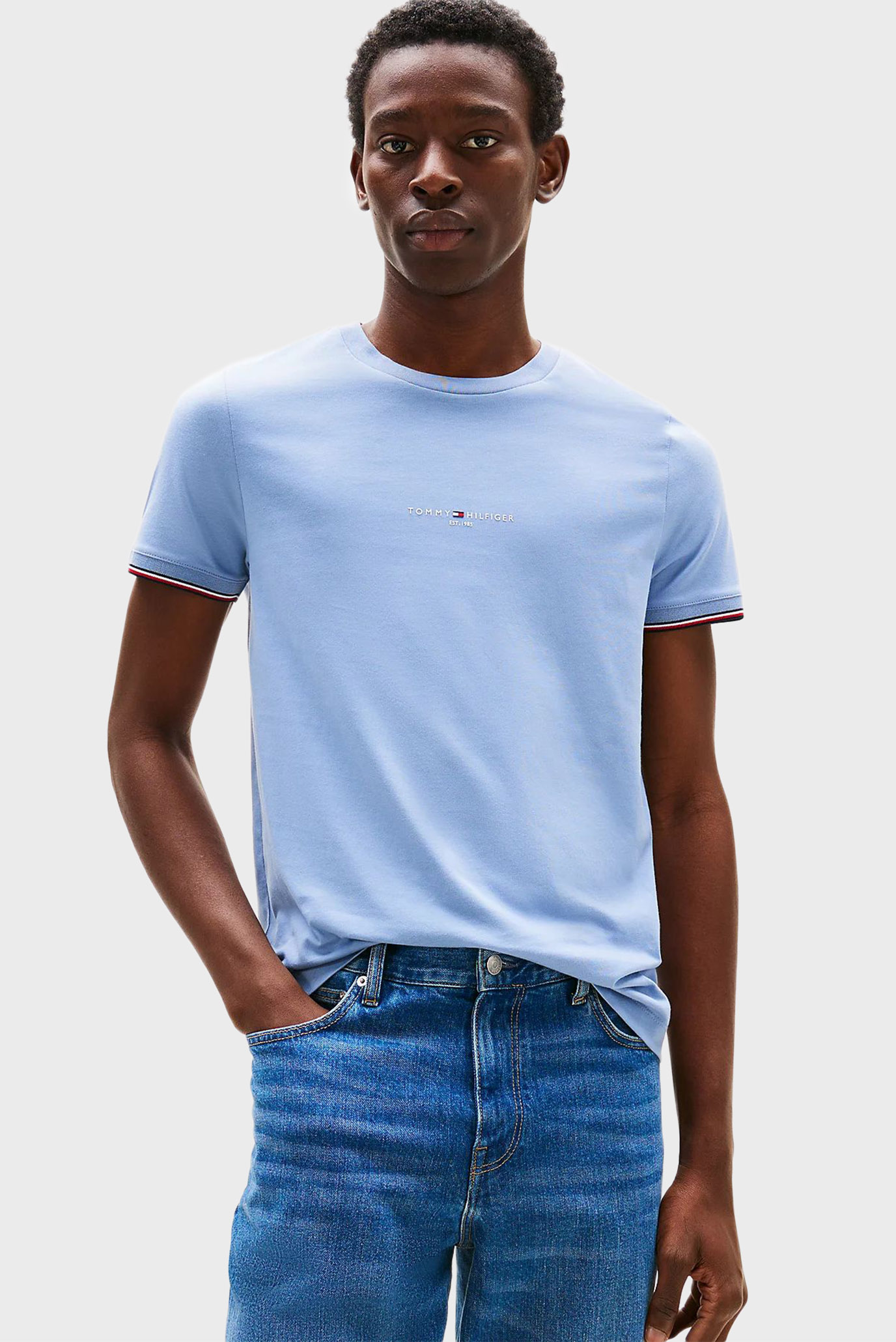 Мужская голубая футболка TOMMY LOGO TIPPED Голубой XXL Tommy Hilfiger MW0MW32584 Мужская голубая футболка TOMMY LOGO TIPPED Голубой XXL Tommy Hilfiger MW0MW32584
