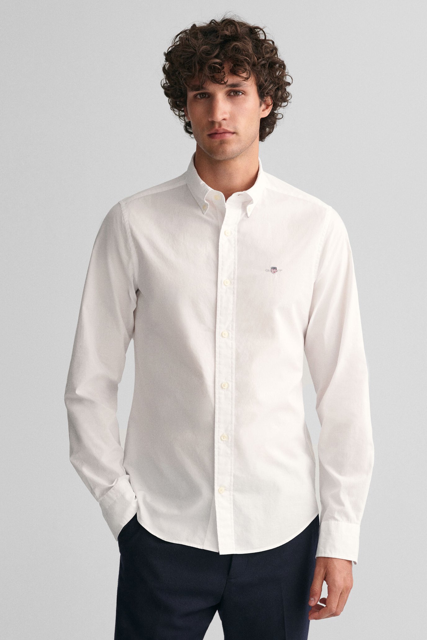 Мужская белая рубашка SLIM POPLIN 1