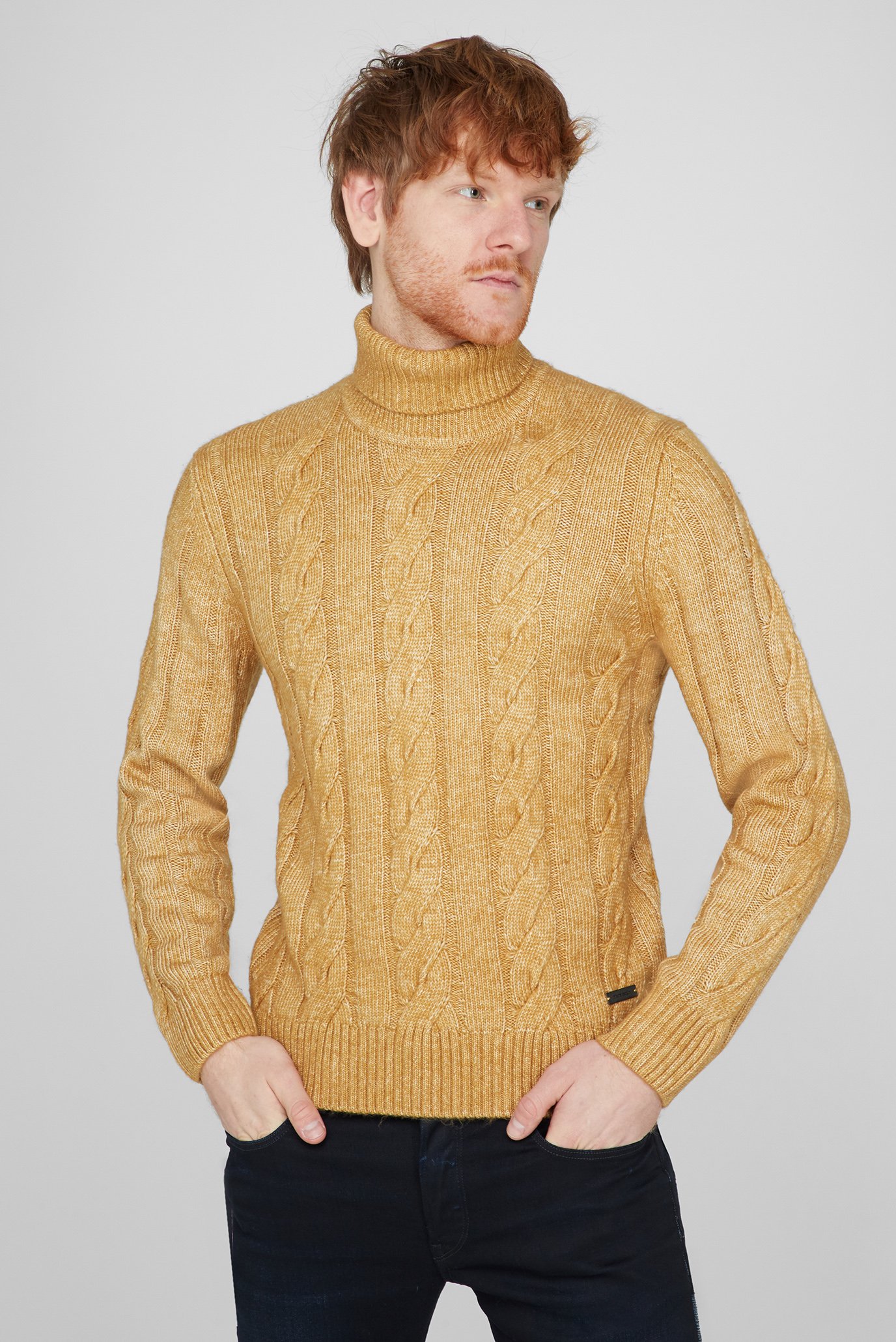 Чоловічий гірчичний светр 1