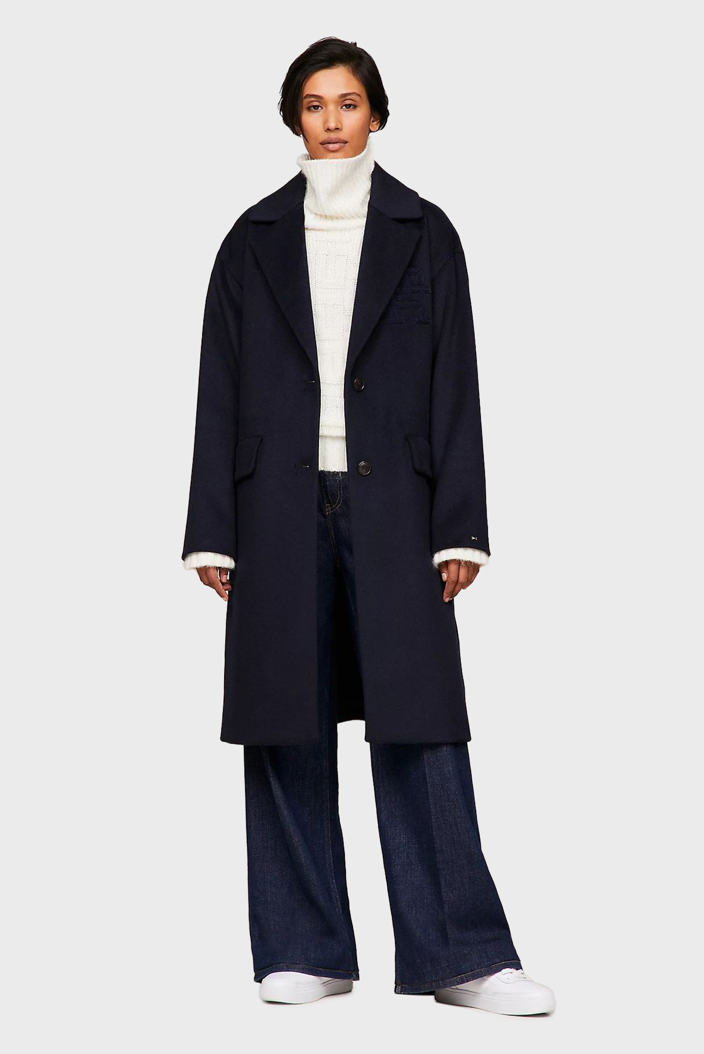Женское темно-синее шерстяное пальто IMD WOOL BLEND SB RELAXED COAT 1