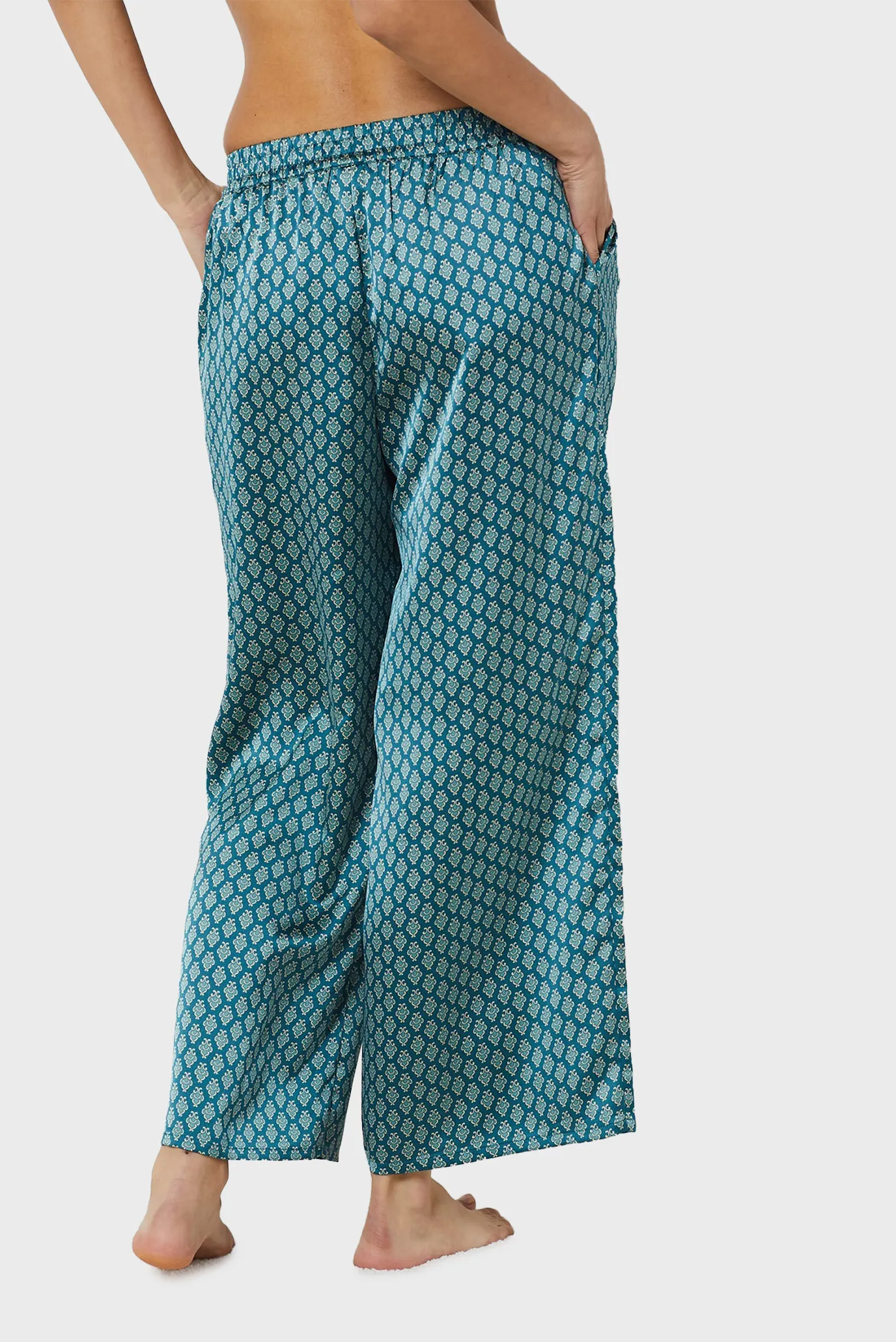 Женские бирюзовые брюки с узором 7/8 VINIA 3