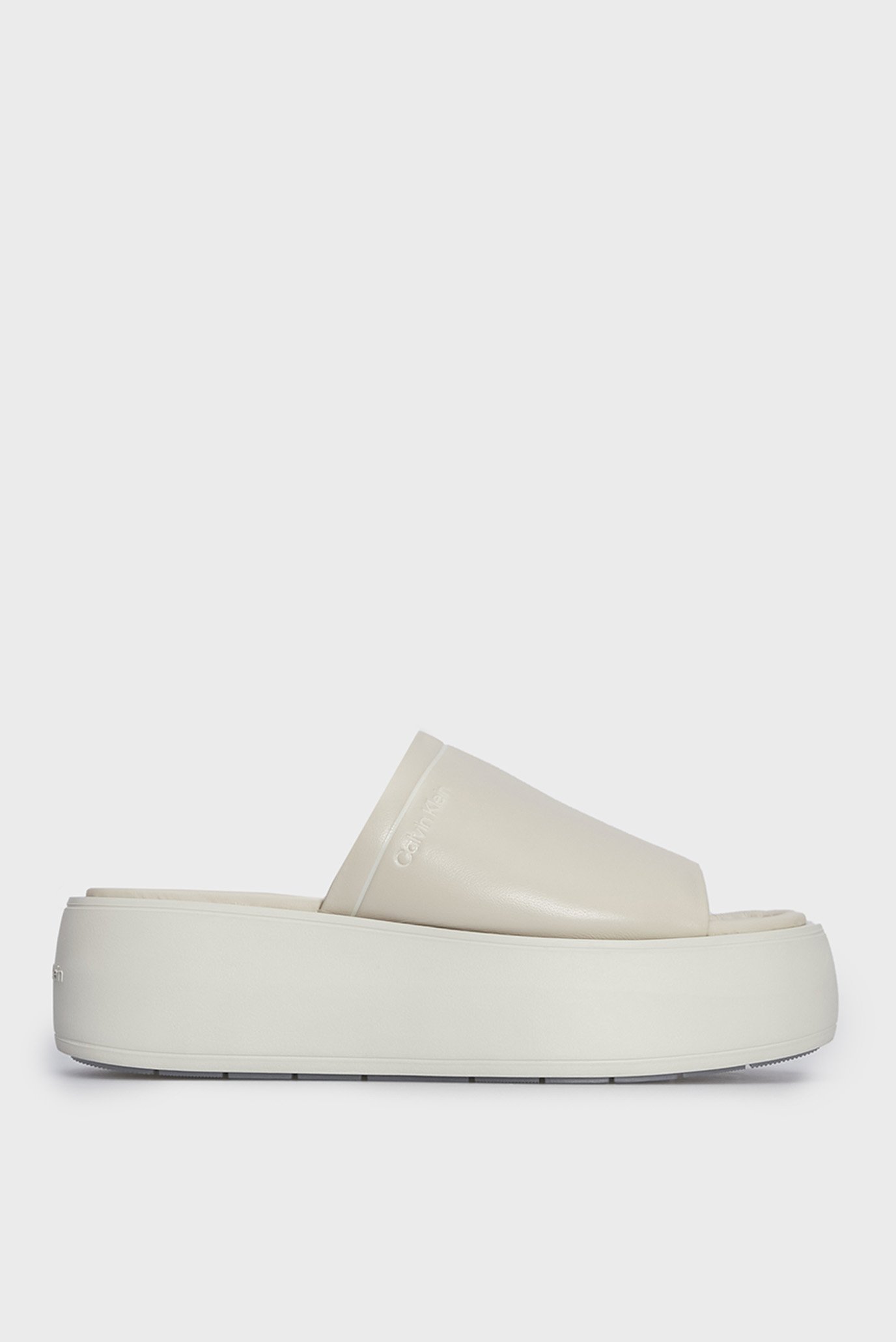 Женские бежевые кожаные слайдеры FLATFORM SLIDE LTH 1