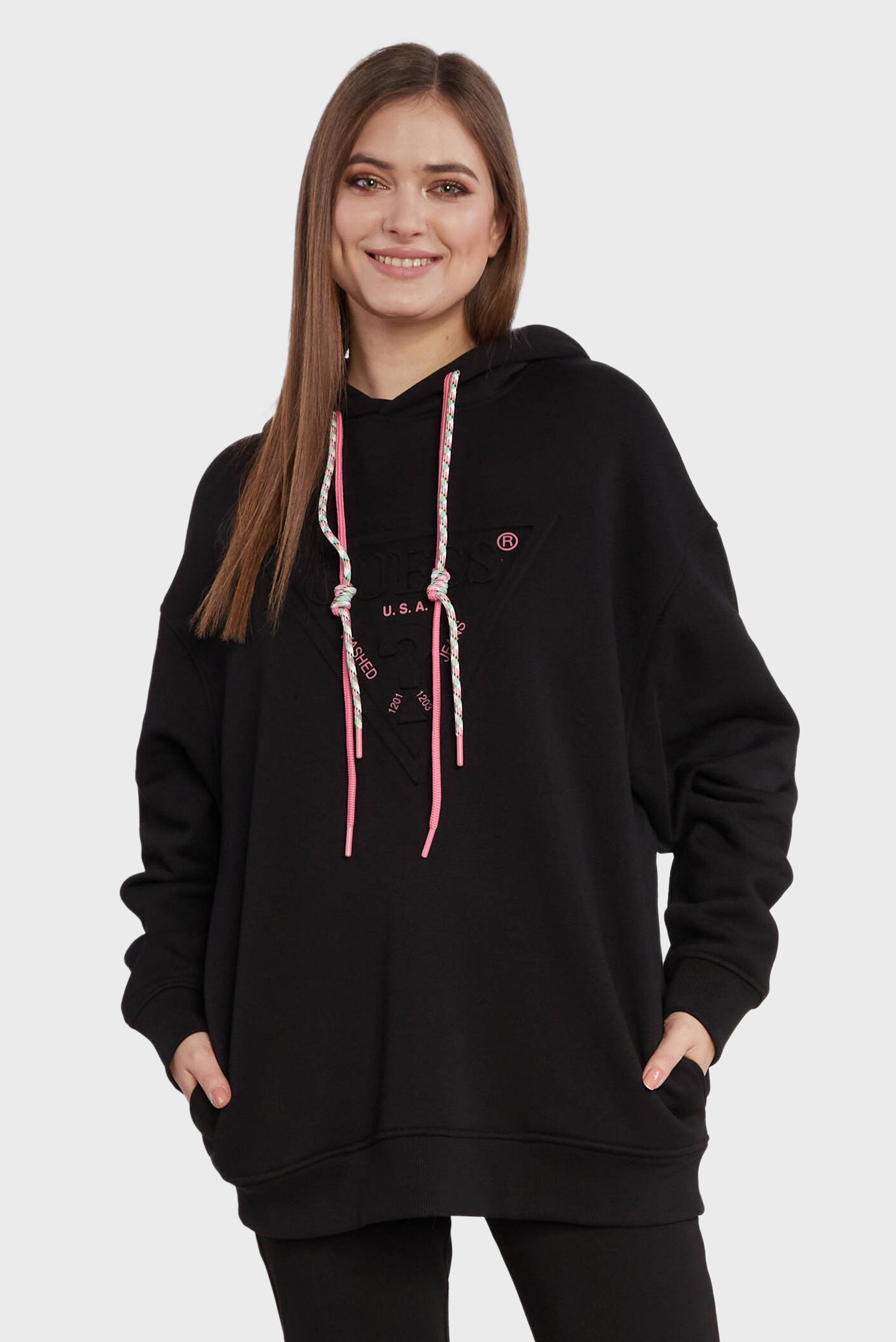 Женское черное худи Черный L Guess W3YQ09.K9Z21 Женское черное худи Черный L Guess W3YQ09.K9Z21