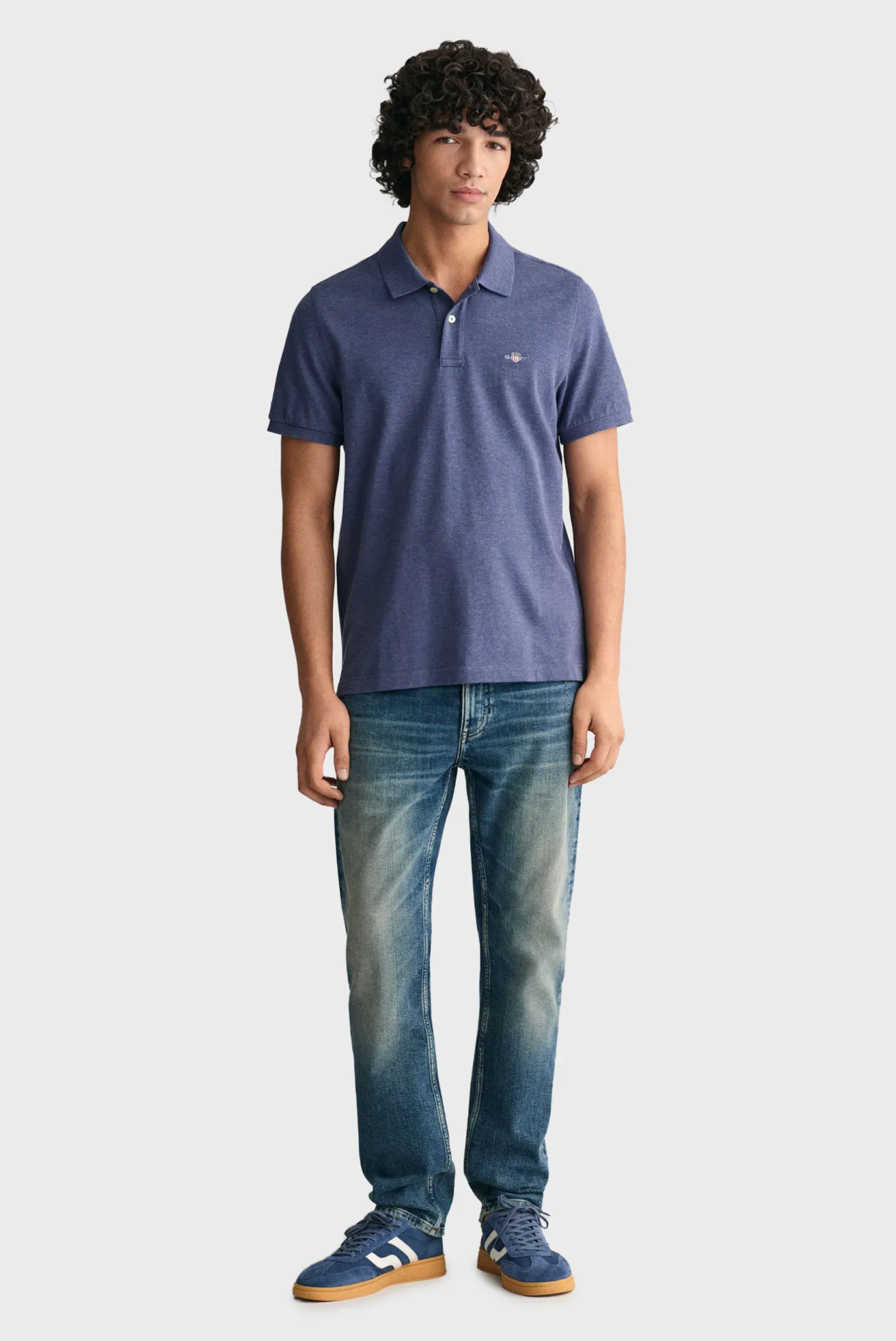 Чоловіче синє поло REG SHIELD SS PIQUE POLO 2