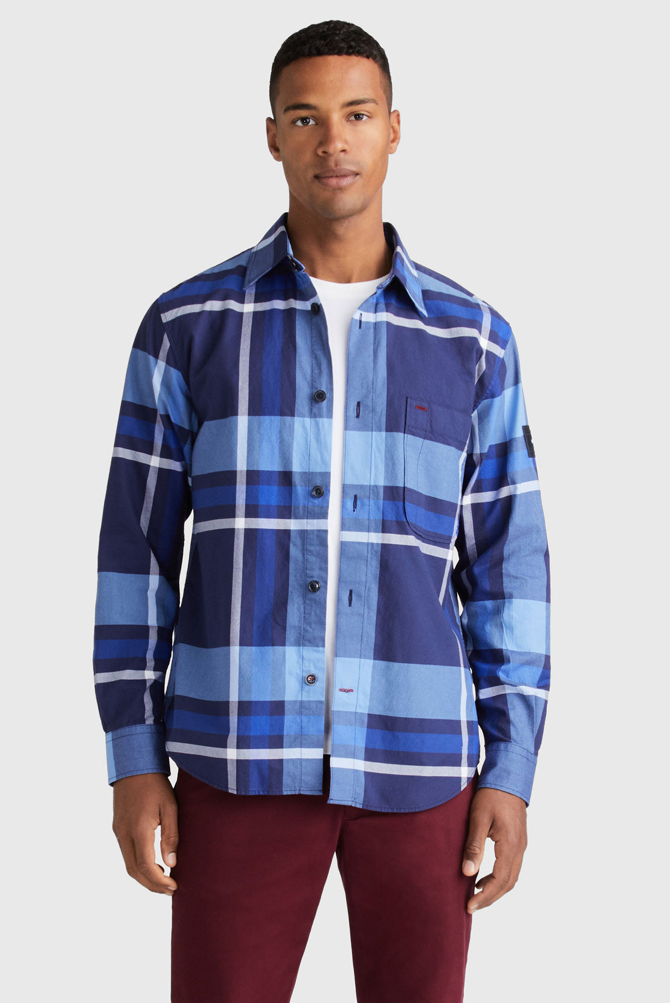 Мужская синяя рубашка в клетку EXPLODED CHECK CF OVERSHIRT 1