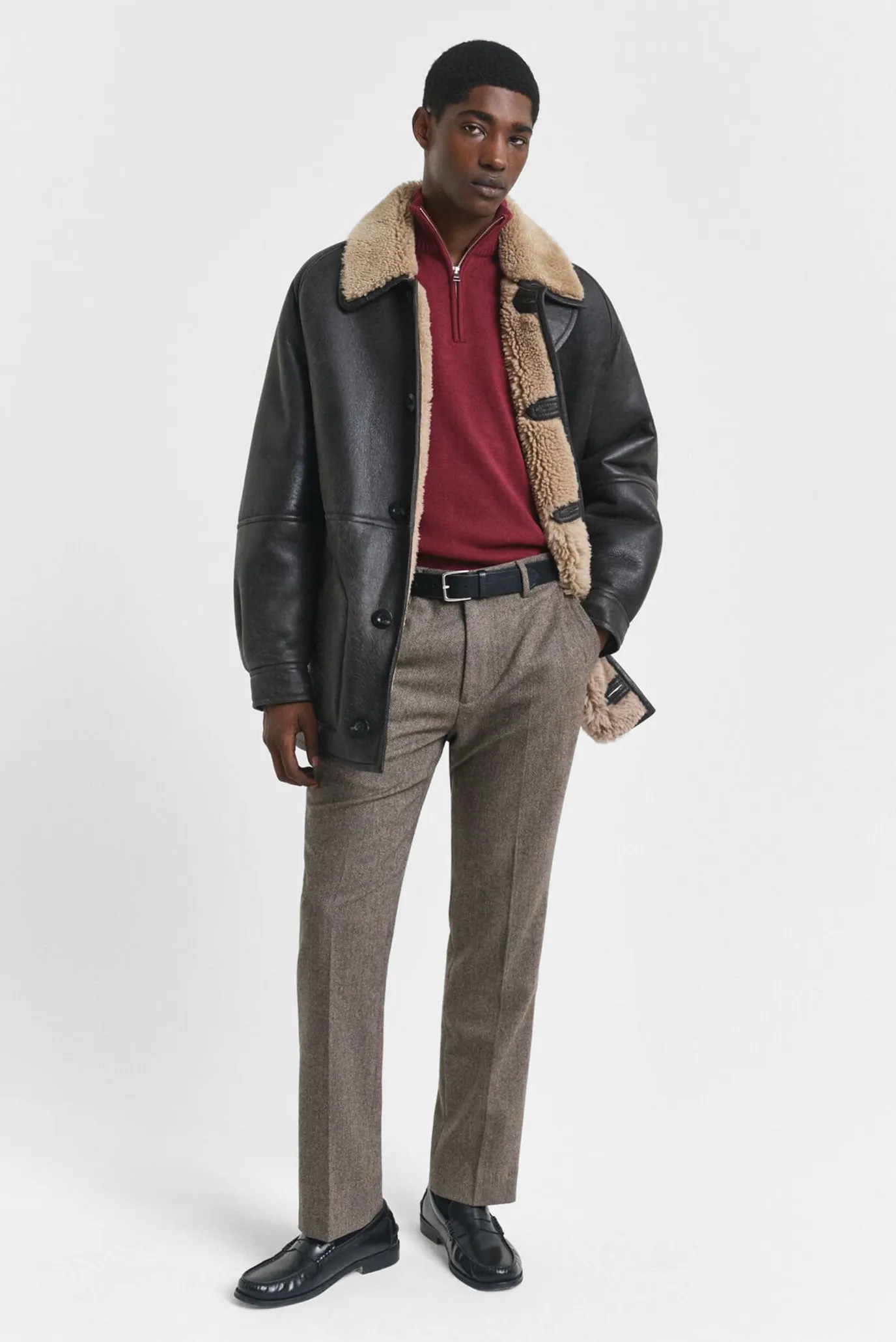 Мужская бордовая кофта CASUAL COTTON HALF ZIP 2