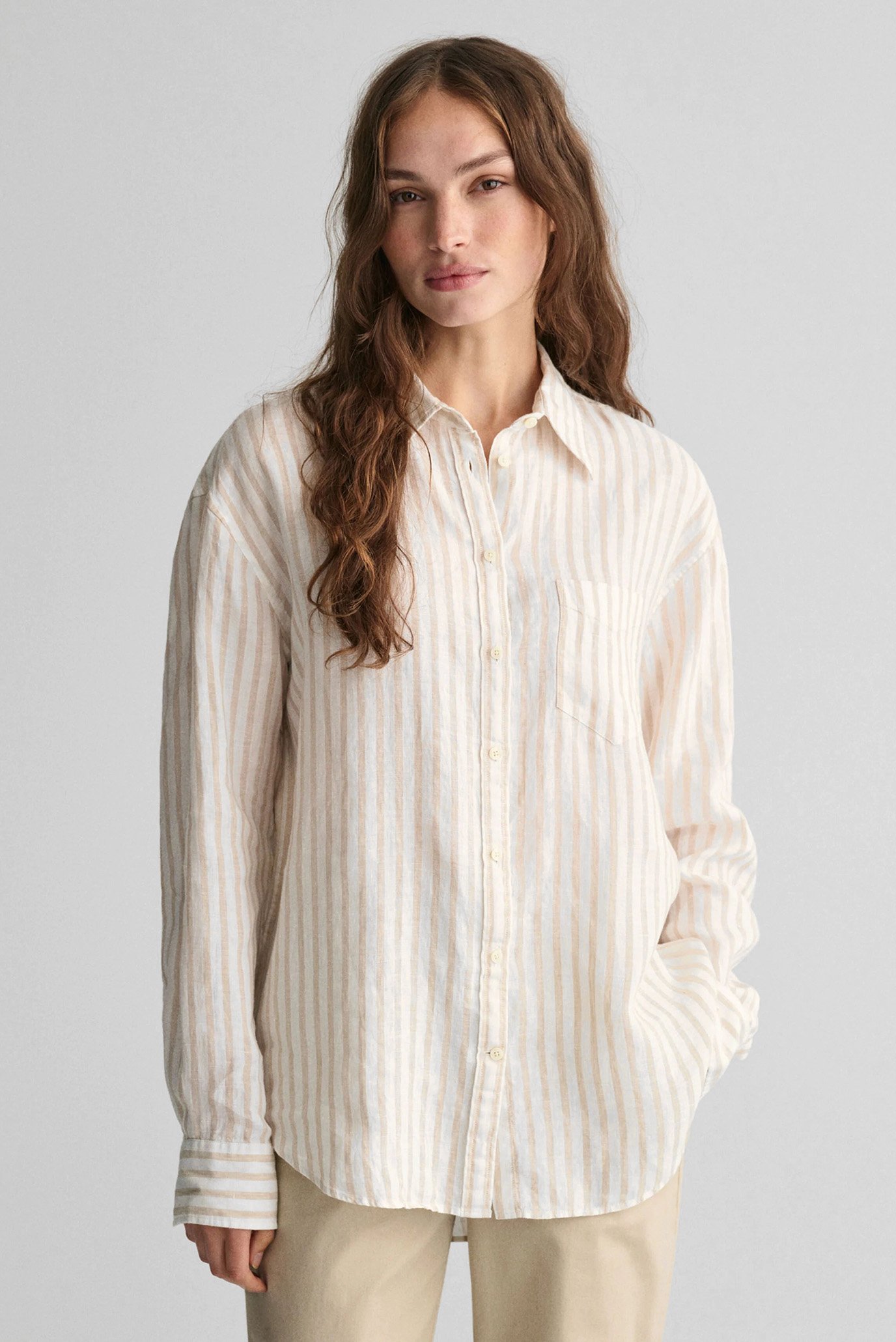 Женская льняная рубашка в полоску REL STRIPED LINEN 1