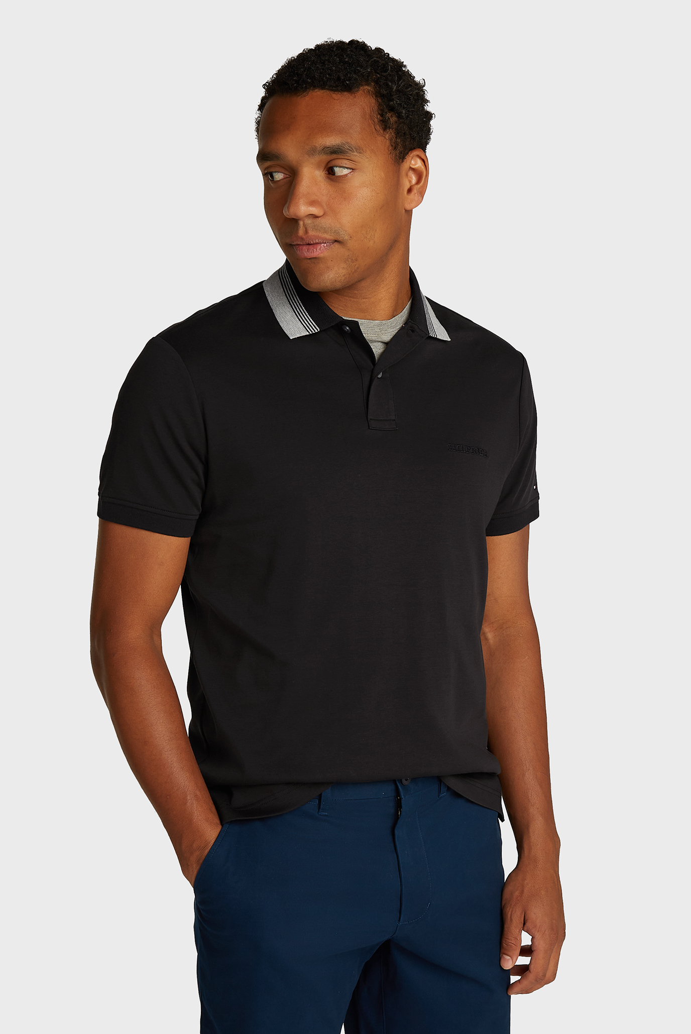 Мужское черное поло INTERLOCK COLLAR Черный M Tommy Hilfiger MW0MW38466