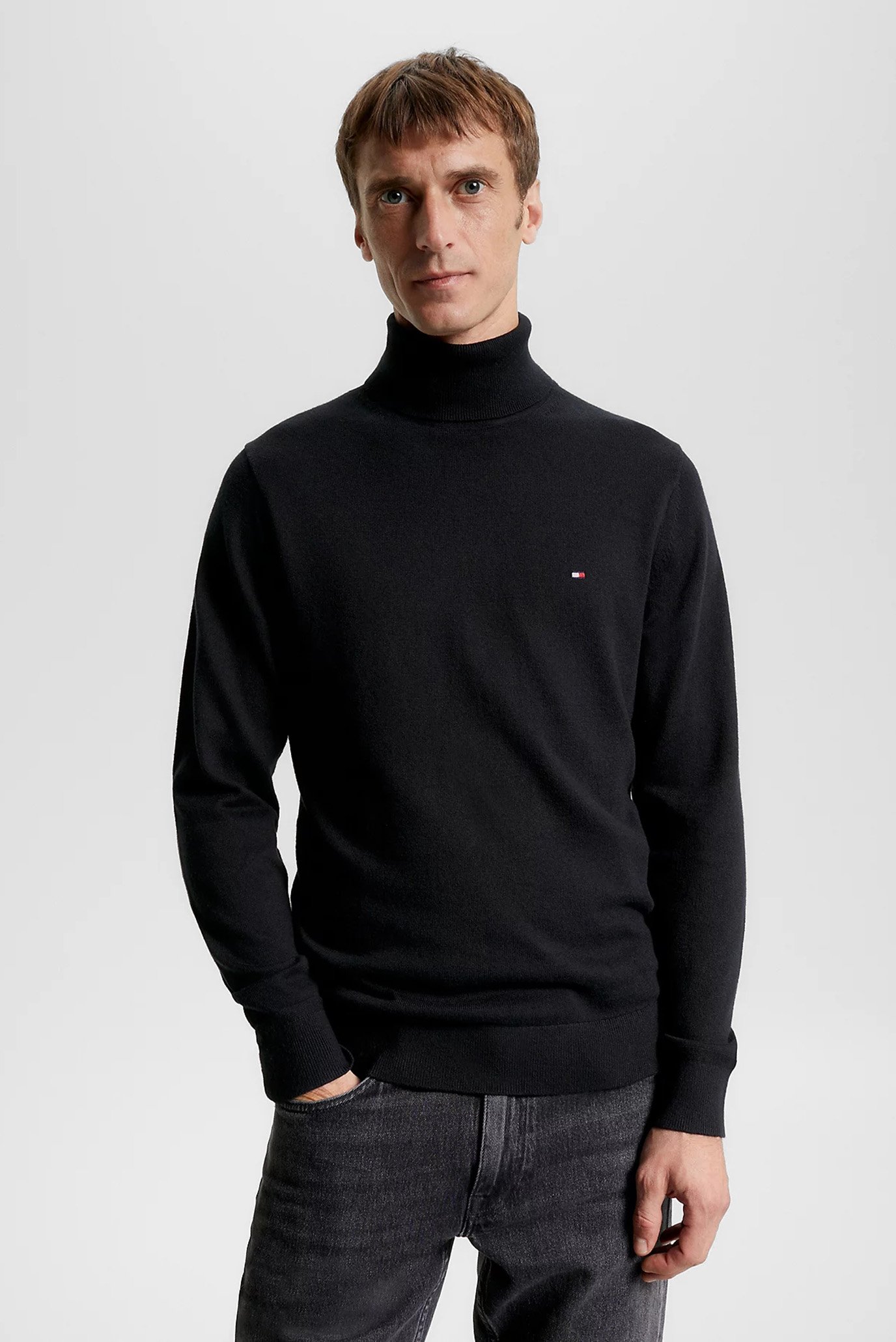 Чоловічий чорний гольф PIMA ORG CTN CASHMERE ROLL NECK 1