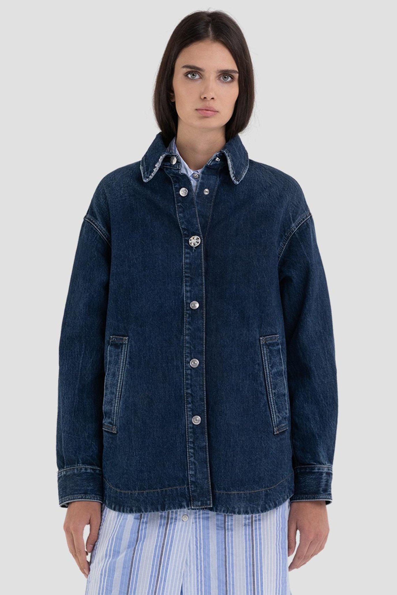 Жіноча темно-синя джинсова куртка 1