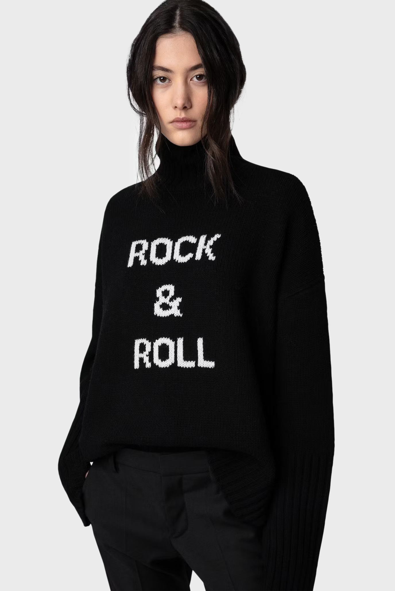 Женский черный шерстяной свитер Alma Rock & Roll Черный M ZADIG&VOLTAIRE KWSW00065_NOIRFW25 Женский черный шерстяной свитер Alma Rock & Roll Черный M ZADIG&VOLTAIRE KWSW00065_NOIRFW25