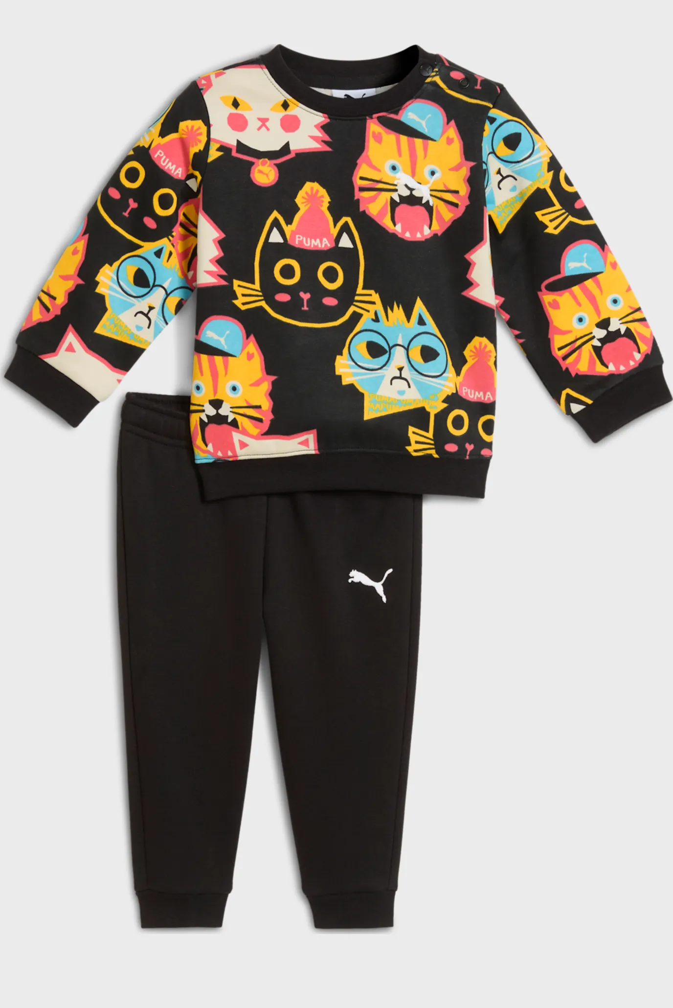 Дитячий чорний спортивний костюм з візерунком (світшот, штани) Minicats Moody Cat AOP Crew Set Toddlers 1