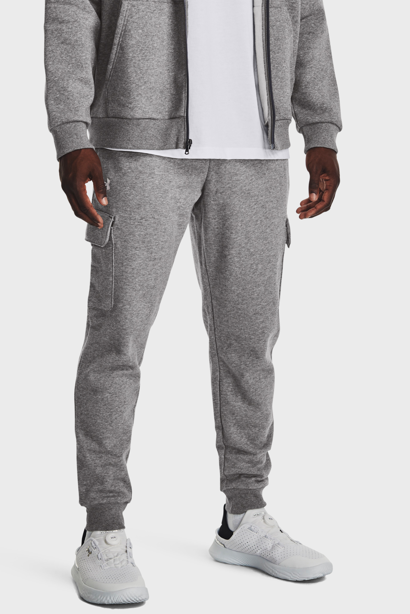 Мужские серые спортивные брюки UA Rival Fleece Cargo Jogger 1