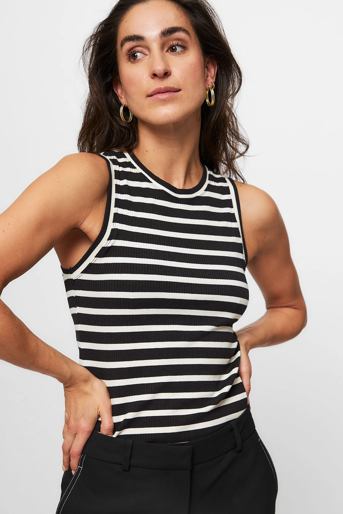 Женский топ в полоску SLIM 5X2 RIB STRIPE TANK NS Разноцветный XS Tommy Hilfiger WW0WW40590