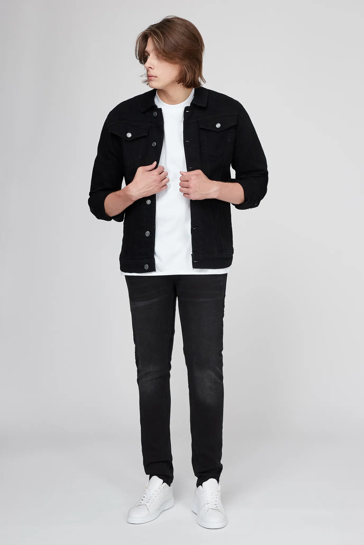 Чоловіча чорна джинсова куртка 5