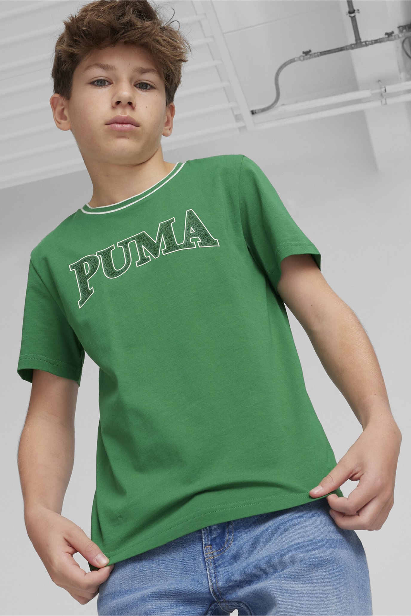 Детская зеленая футболка PUMA SQUAD Youth Tee 1