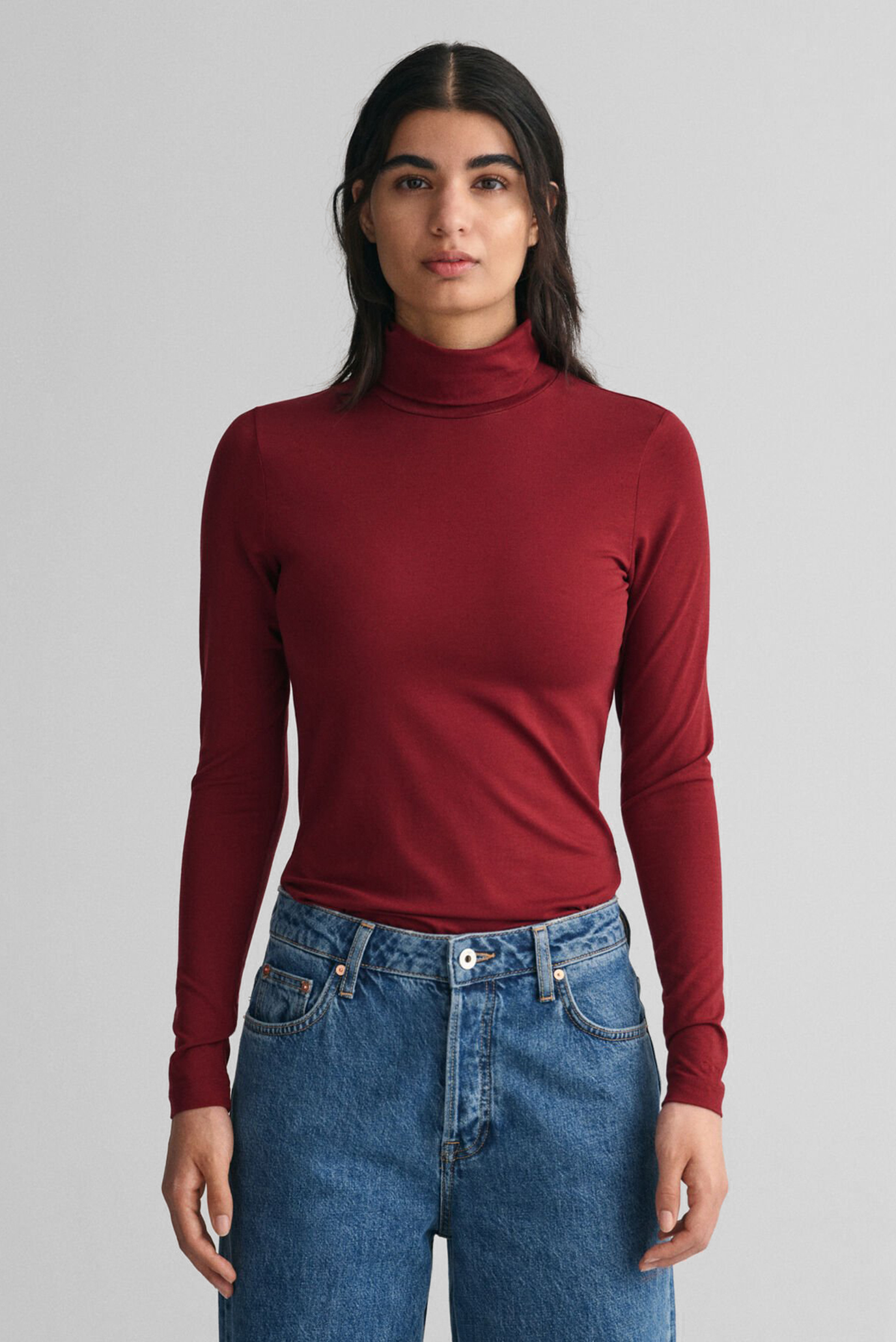 Женский бордовый гольф SLIM LS TURTLENECK 1