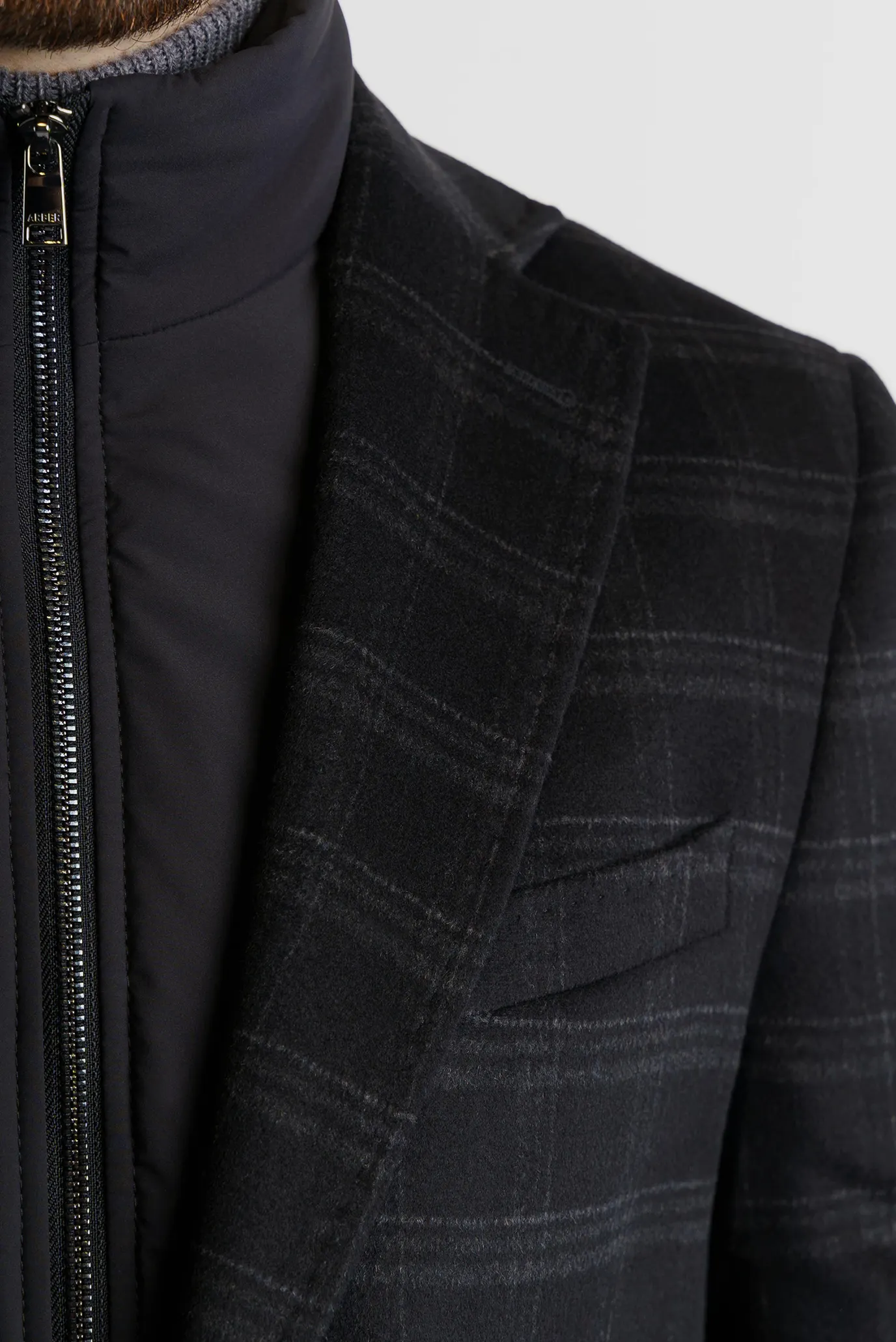 Чоловічий чорний картатий вовняний піджак 5