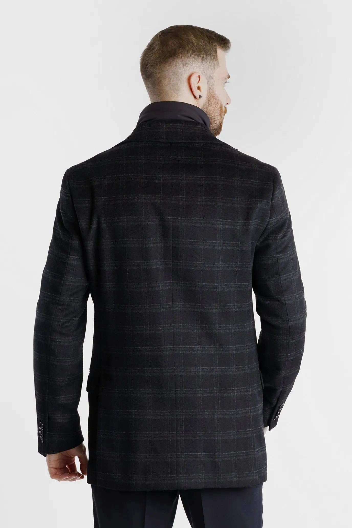 Чоловічий чорний картатий вовняний піджак 4