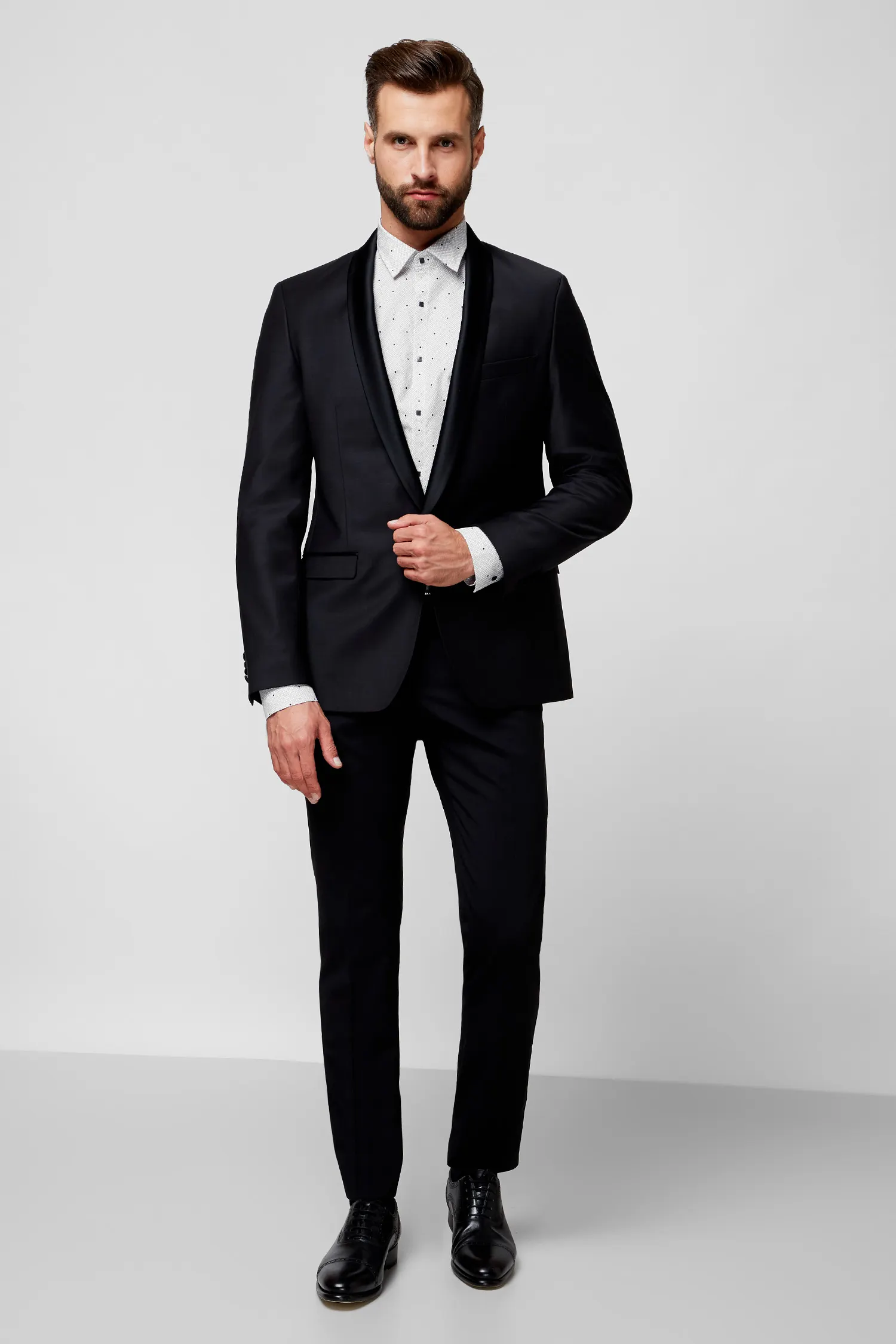 Мужской черный шерстяной пиджак 2