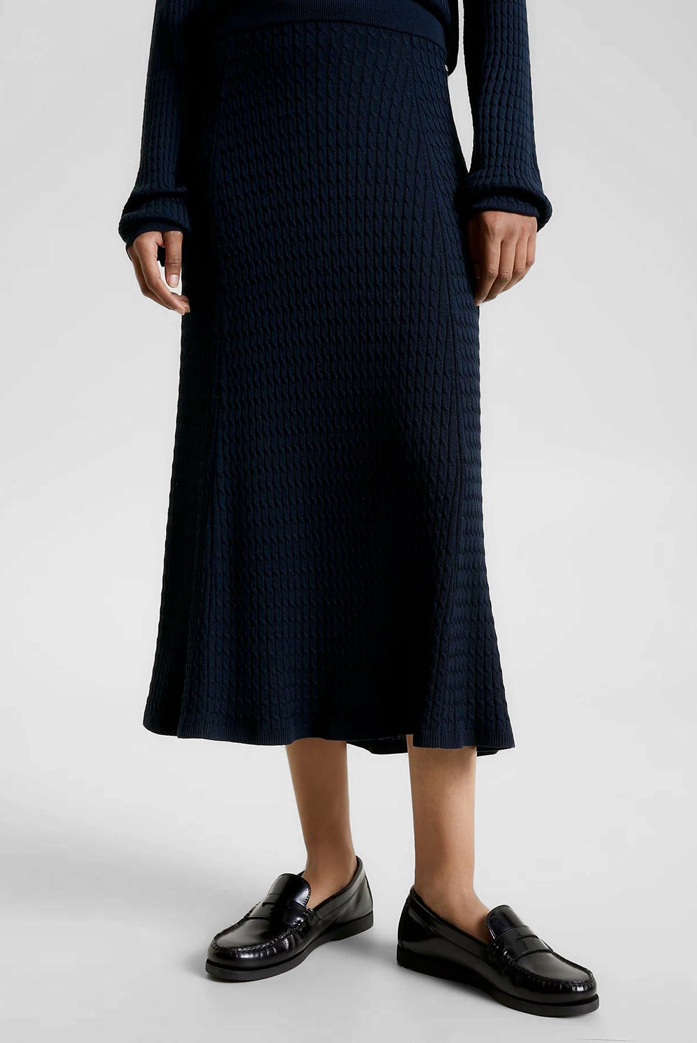 Женская темно-синяя юбка MICRO CABLE FLARED 1