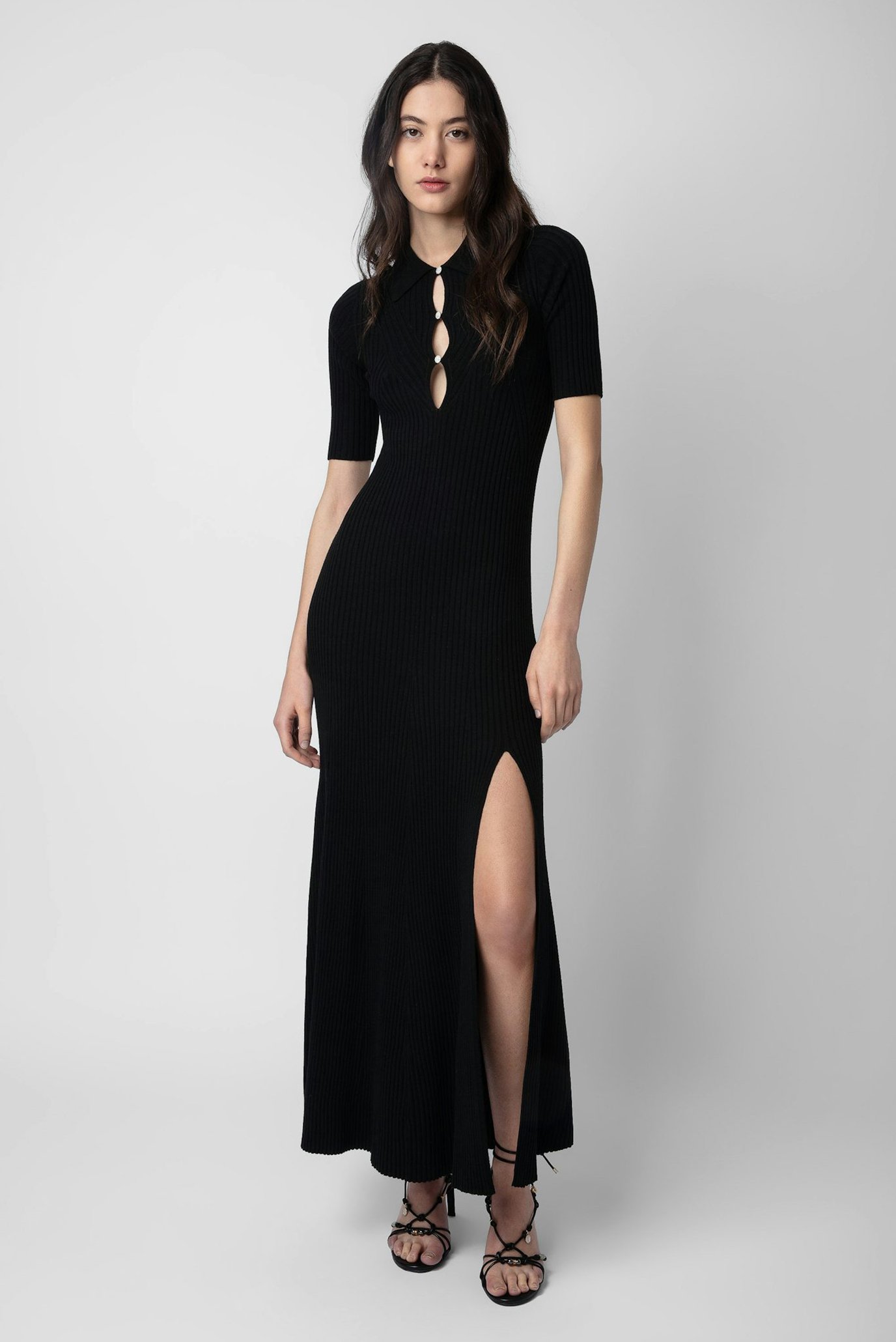 Женское черное шерстяное платье Lysa 1