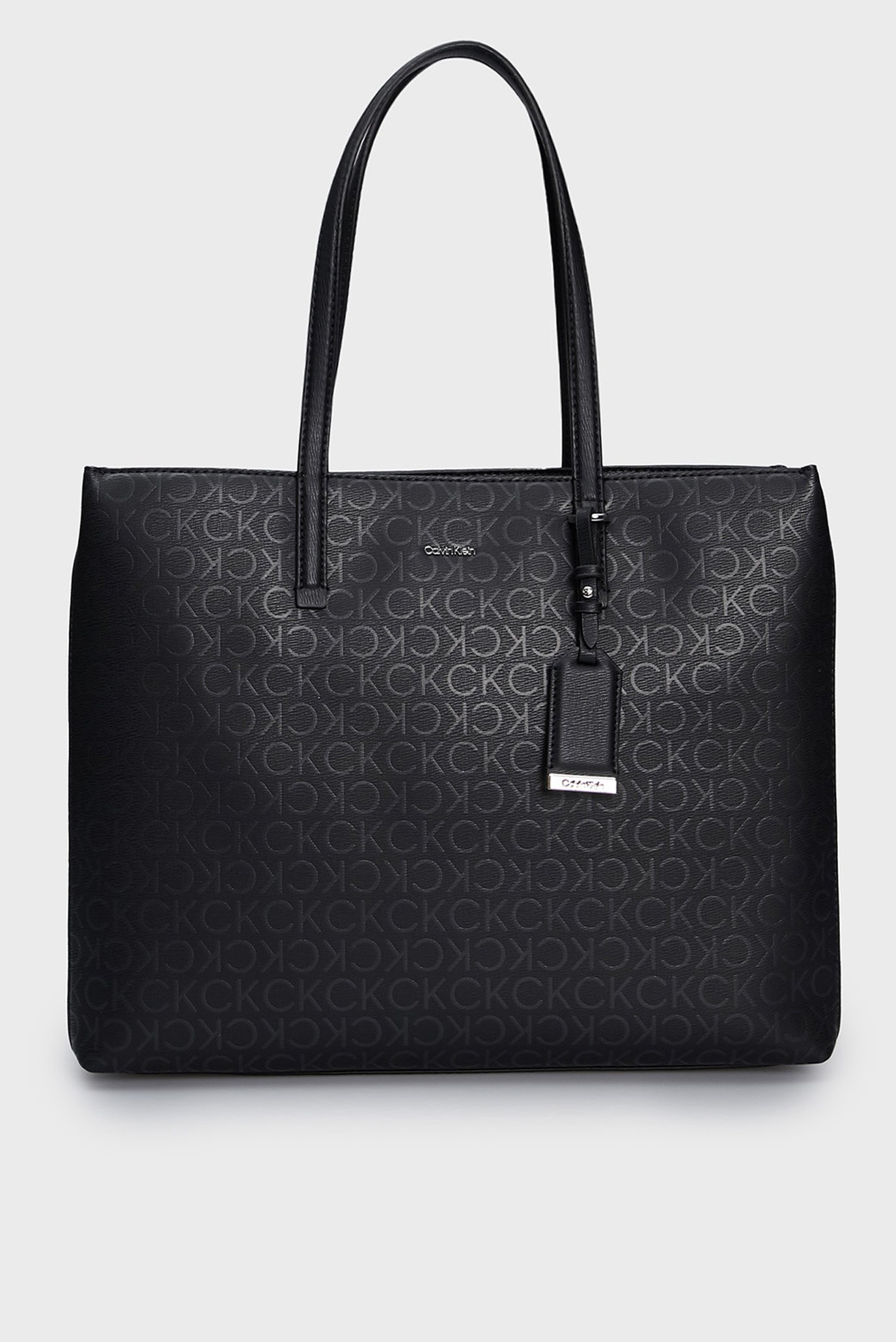 Женская черная сумка с узором CK MUST SHOPPER MD_EPI MONO 1