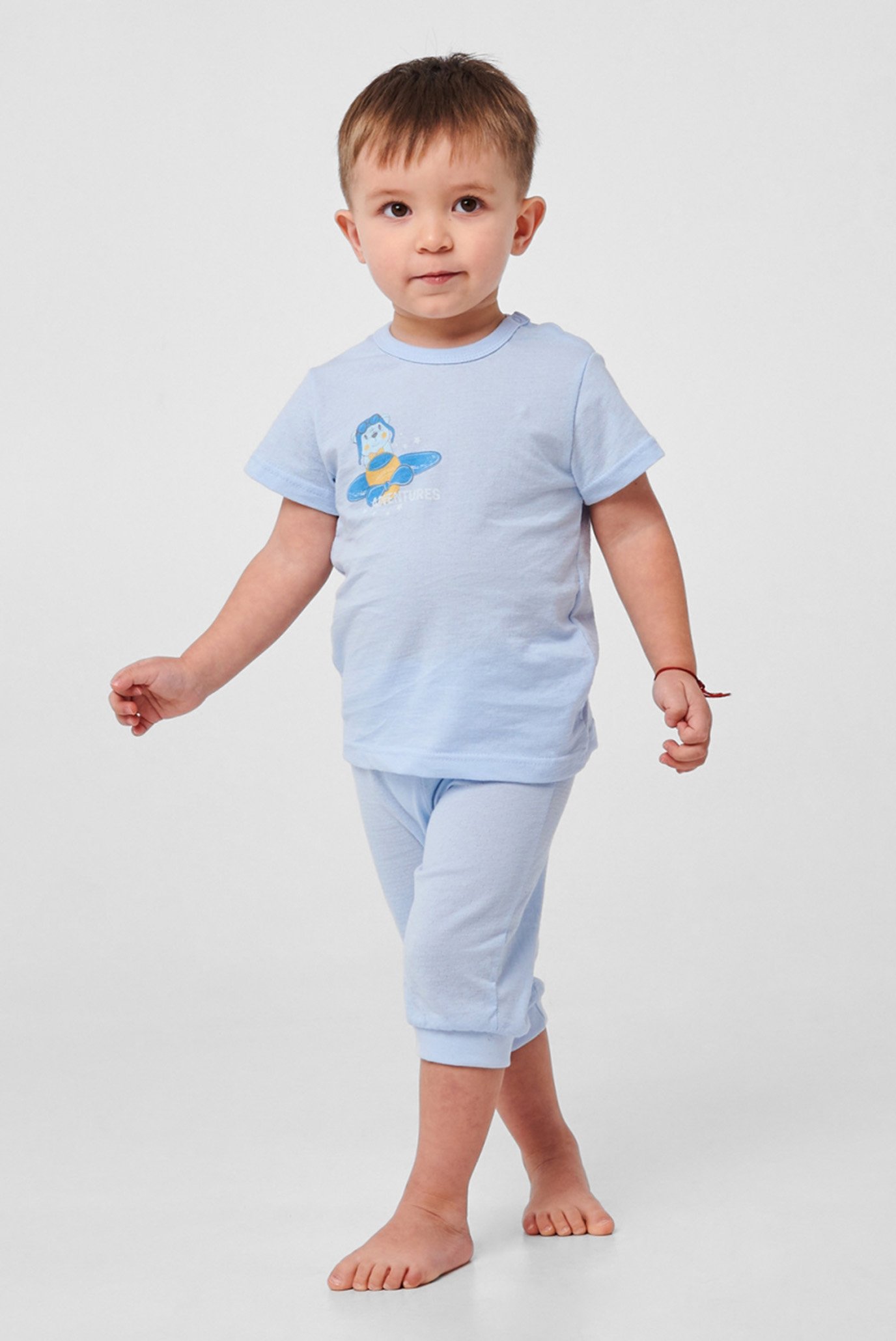 Детская голубая пижама (футболка, брюки) 1