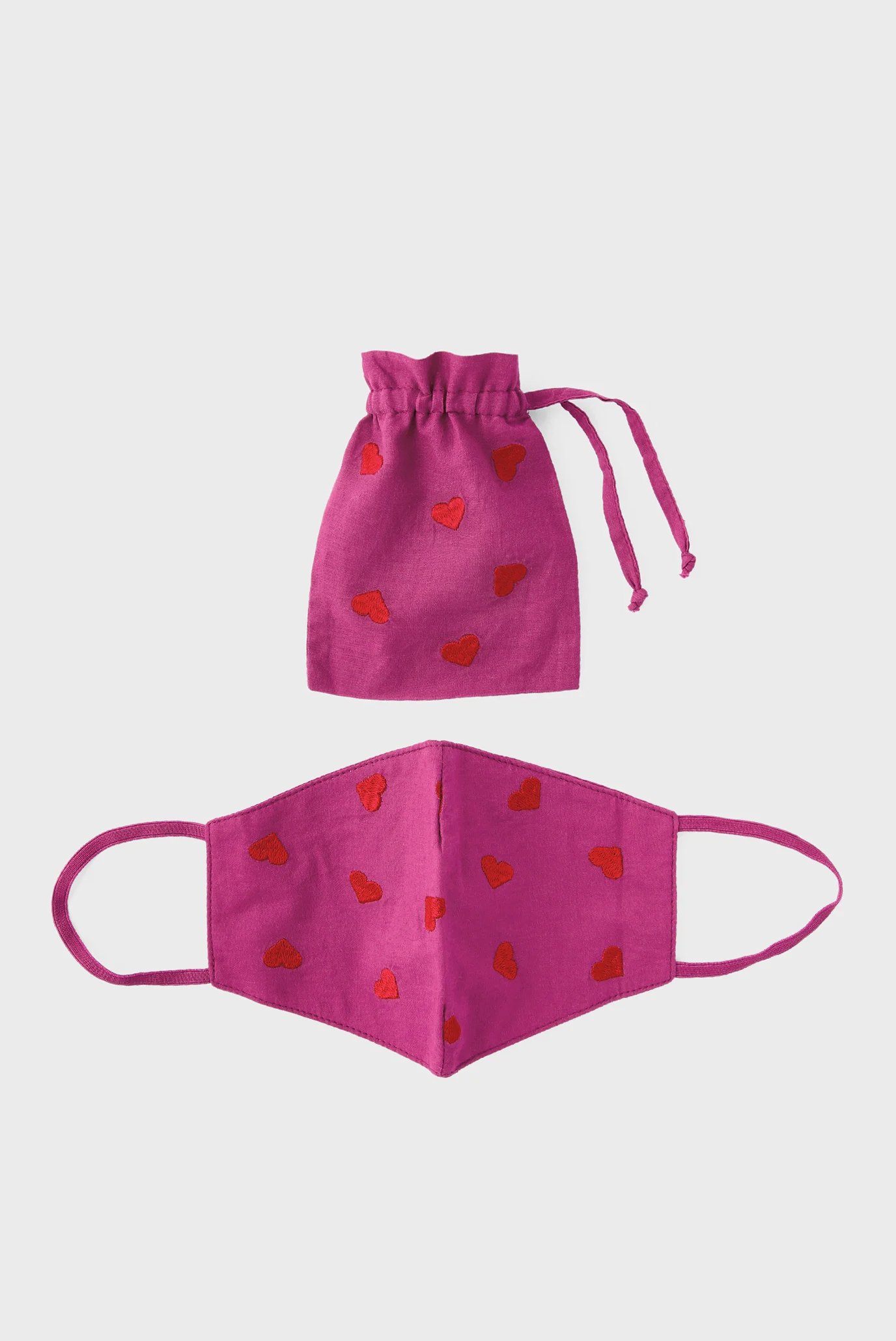 Женская розовая защитная маска Embroidered Heart Co 1