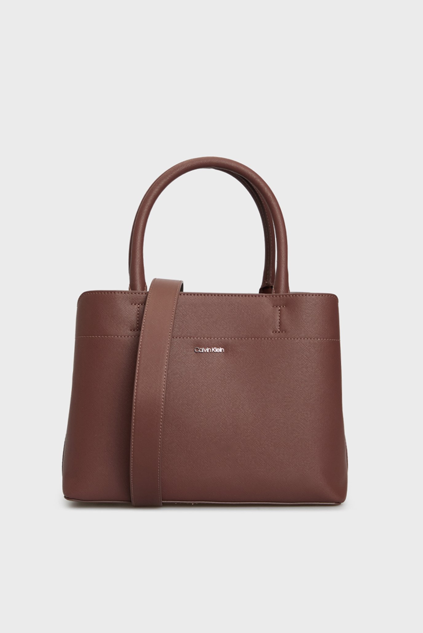 Женская коричневая сумка CK BUSINESS MEDIUM TOTE_SAFFIANO 1