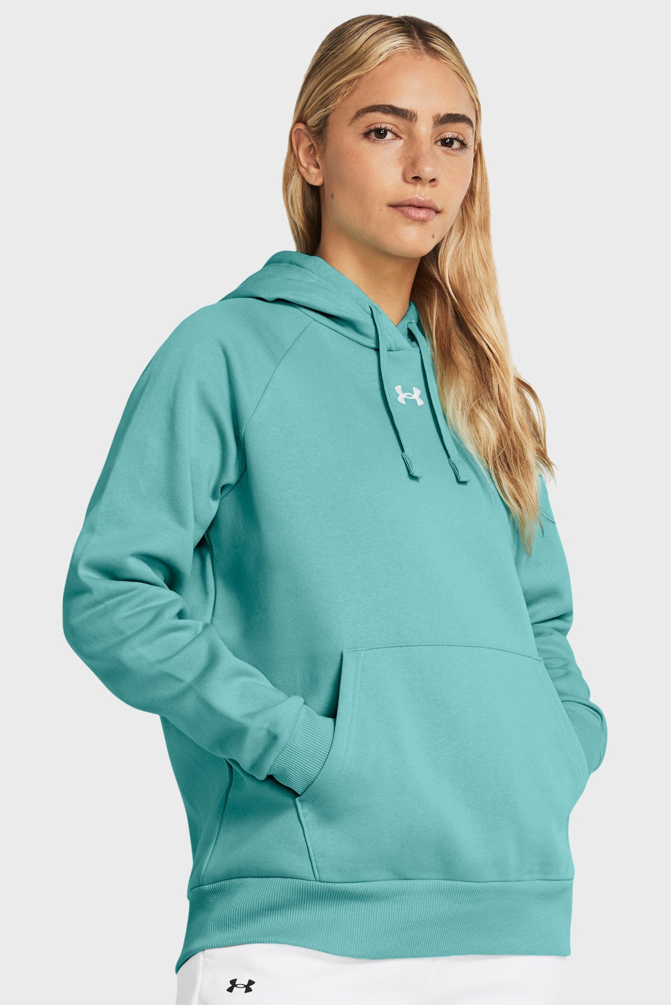 Женское бирюзовое худи UA Rival Fleece Hoodie 1