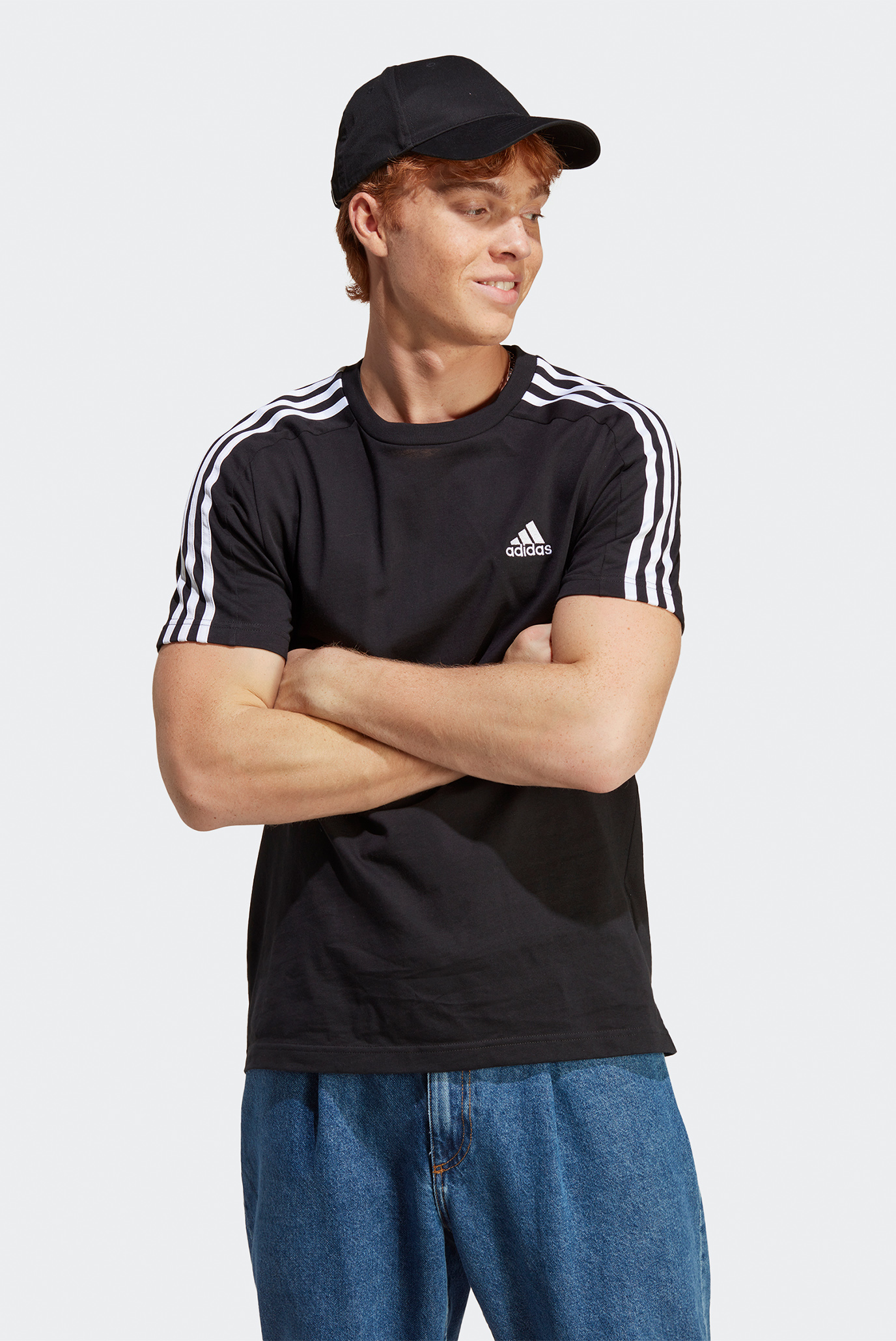 Мужская черная футболка Essentials Single Jersey 3-Stripes 1