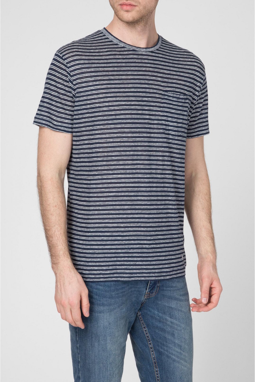Мужская льняная футболка в полоску Hackett HM500412-5DJ — MD-Fashion