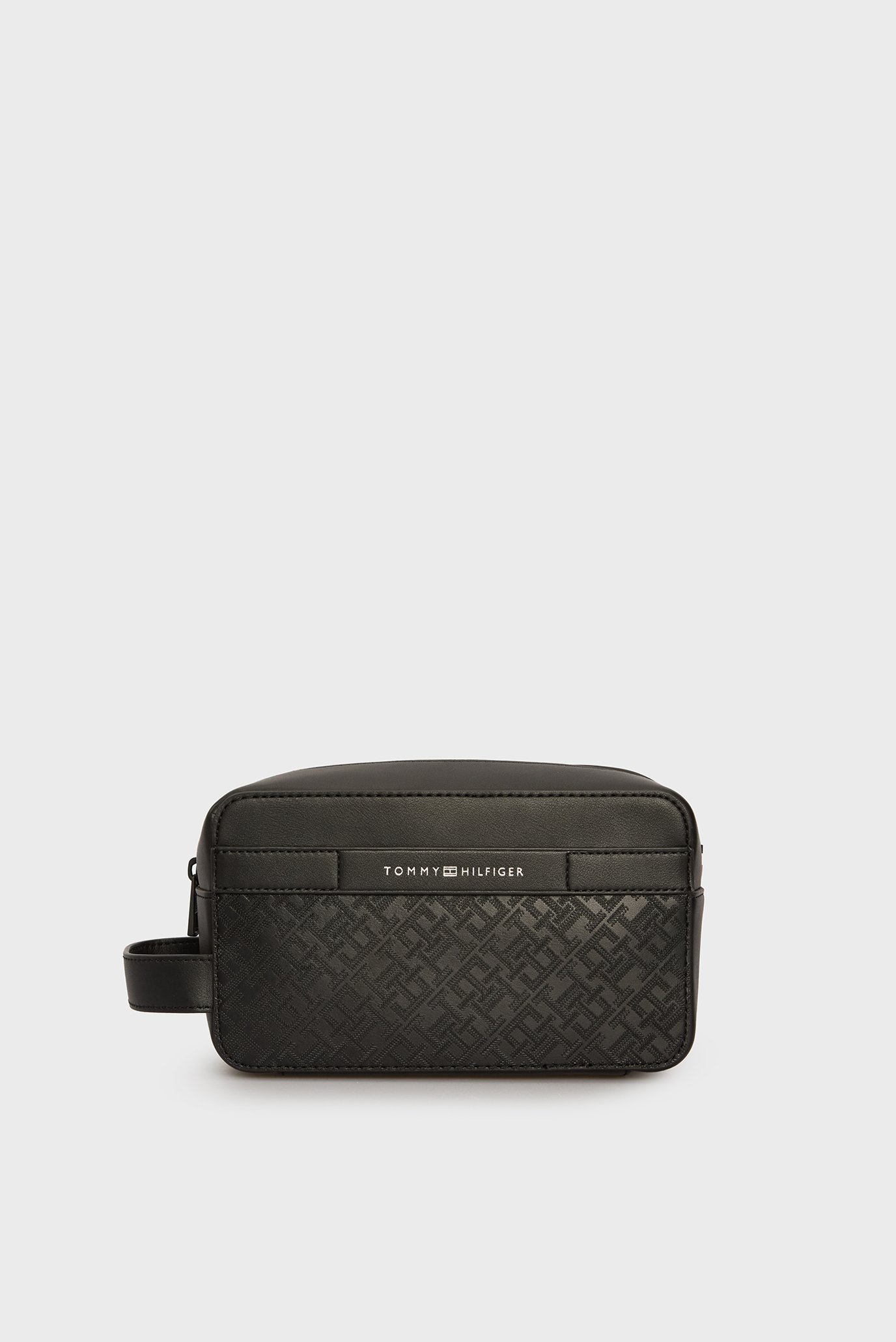 Чоловічий чорний несесер TH MONOGRAM MED WASHBAG PU 1