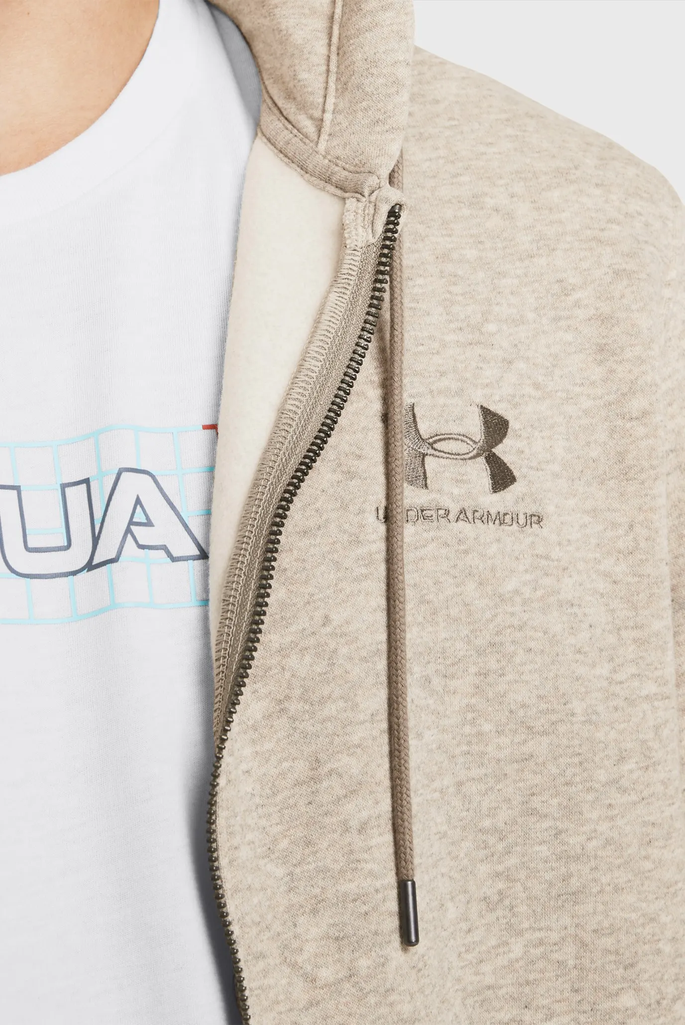 Чоловіче бежеве худі UA Essential Fleece FZ 3