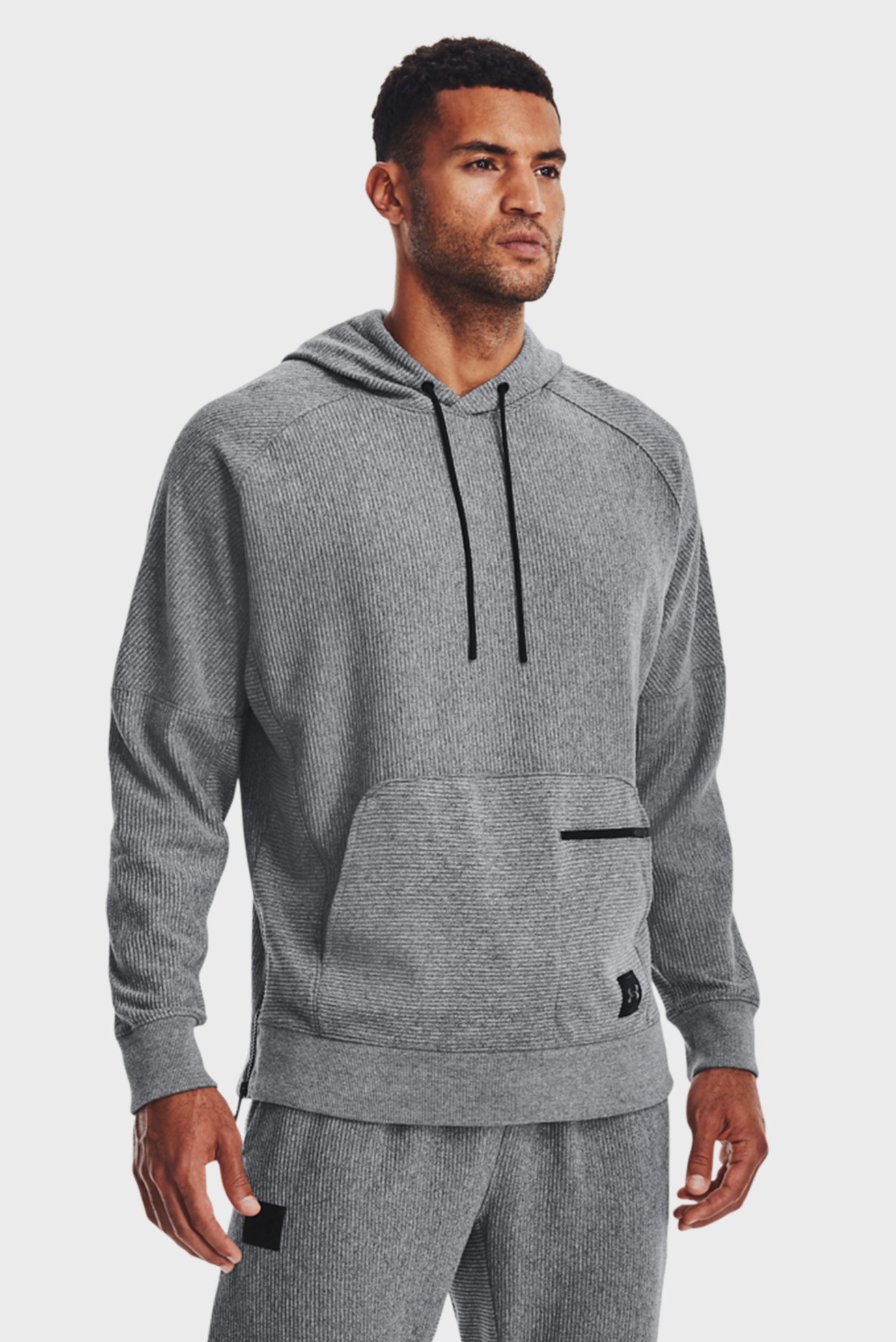 Мужское серое худи UA Ottoman Fleece Hoodie 1