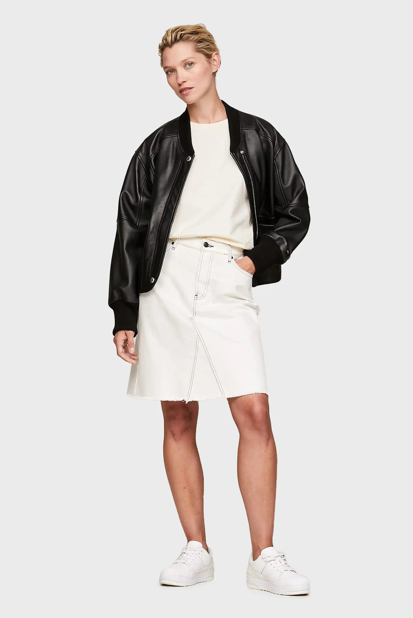 Женская белая джинсовая юбка DNM RW A-LINE 2