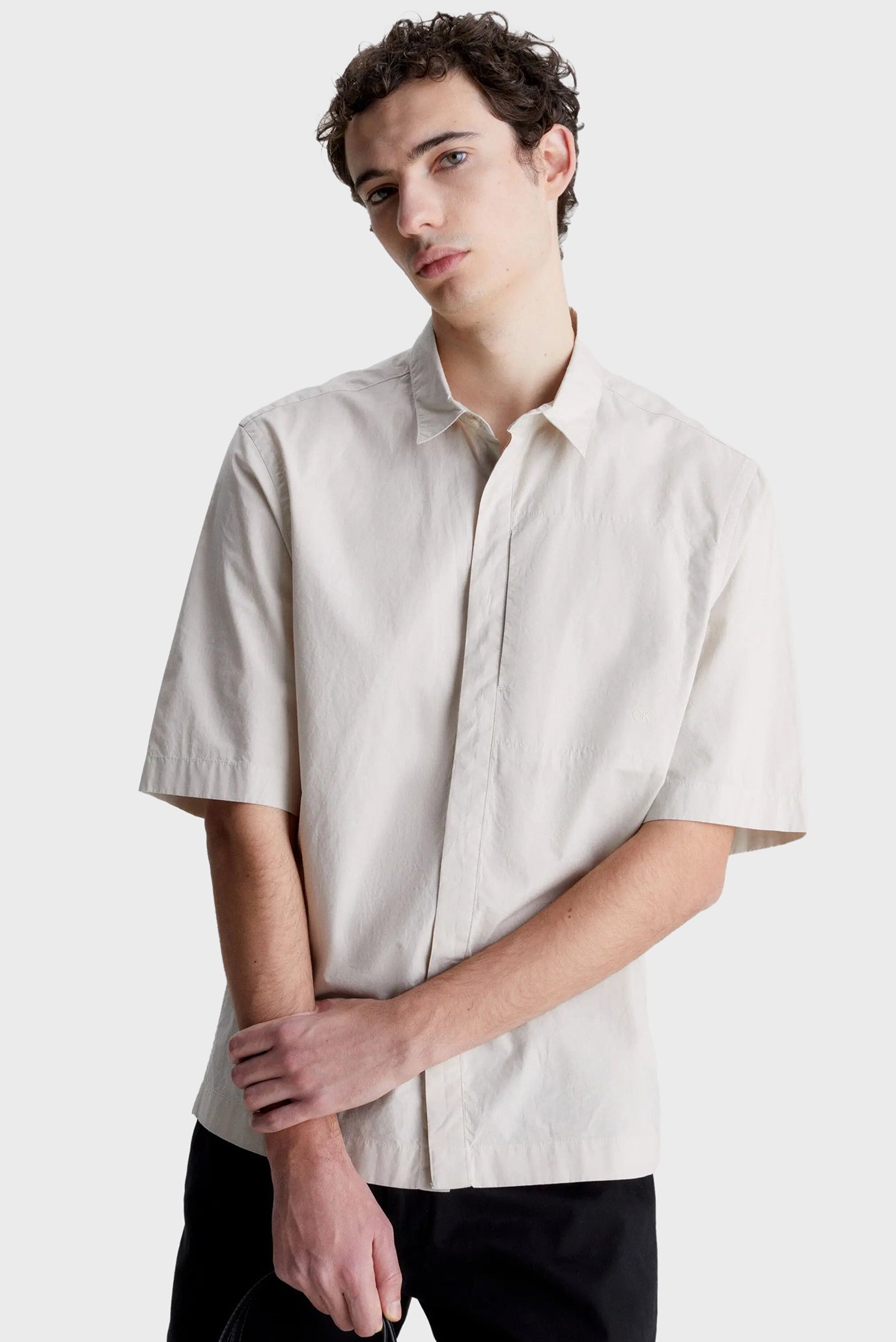 Мужская белая льняная рубашка LINEN SHORT SLEEVE 1