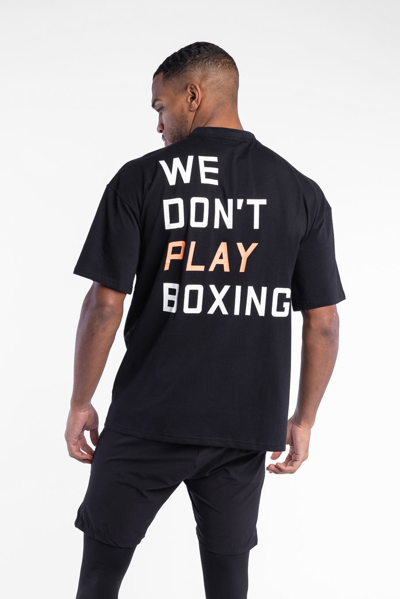 Чоловіча чорна футболка We Don't Play Boxing Oversized 1