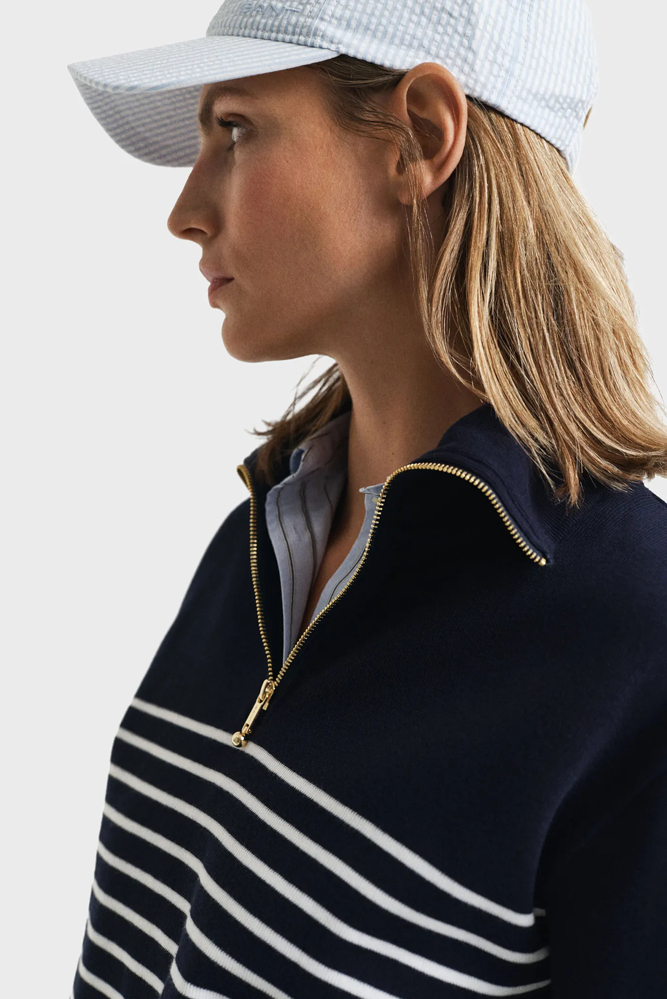 Женская темно-синяя кофта в полоску BRETON 4