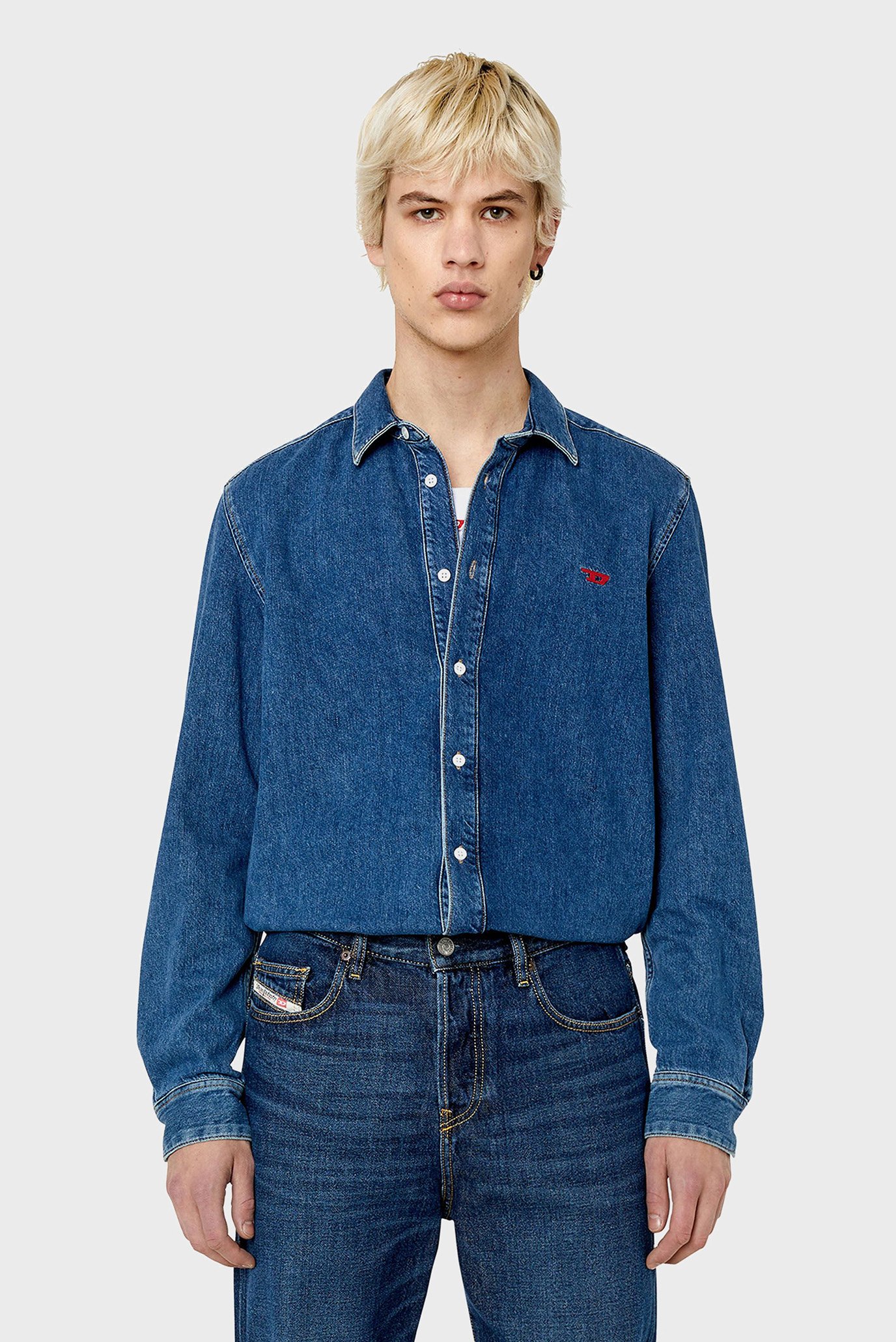 Мужская синяя джинсовая рубашка D-SIMPLY SHIRT 1