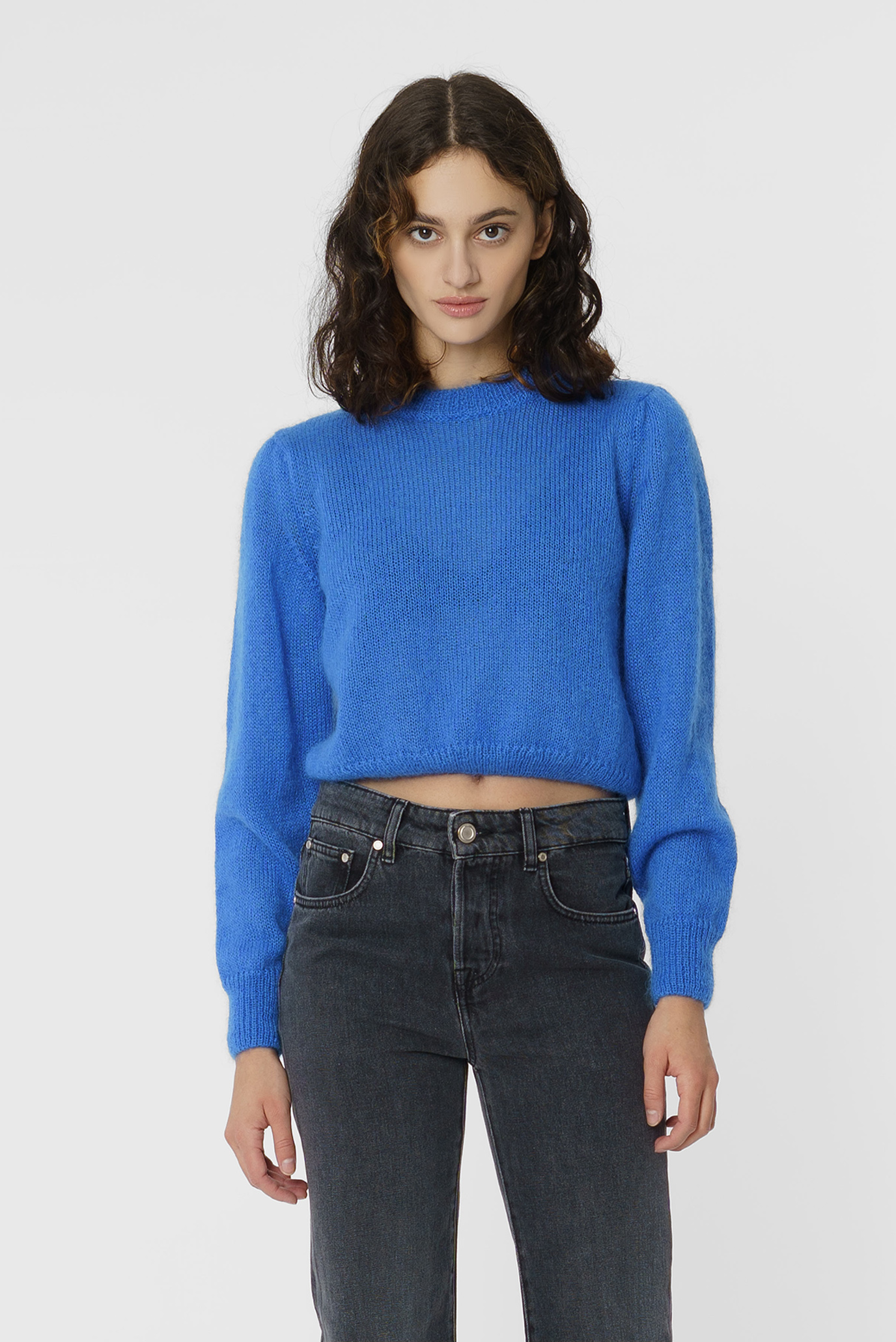 Женский синий шерстяной свитер 1