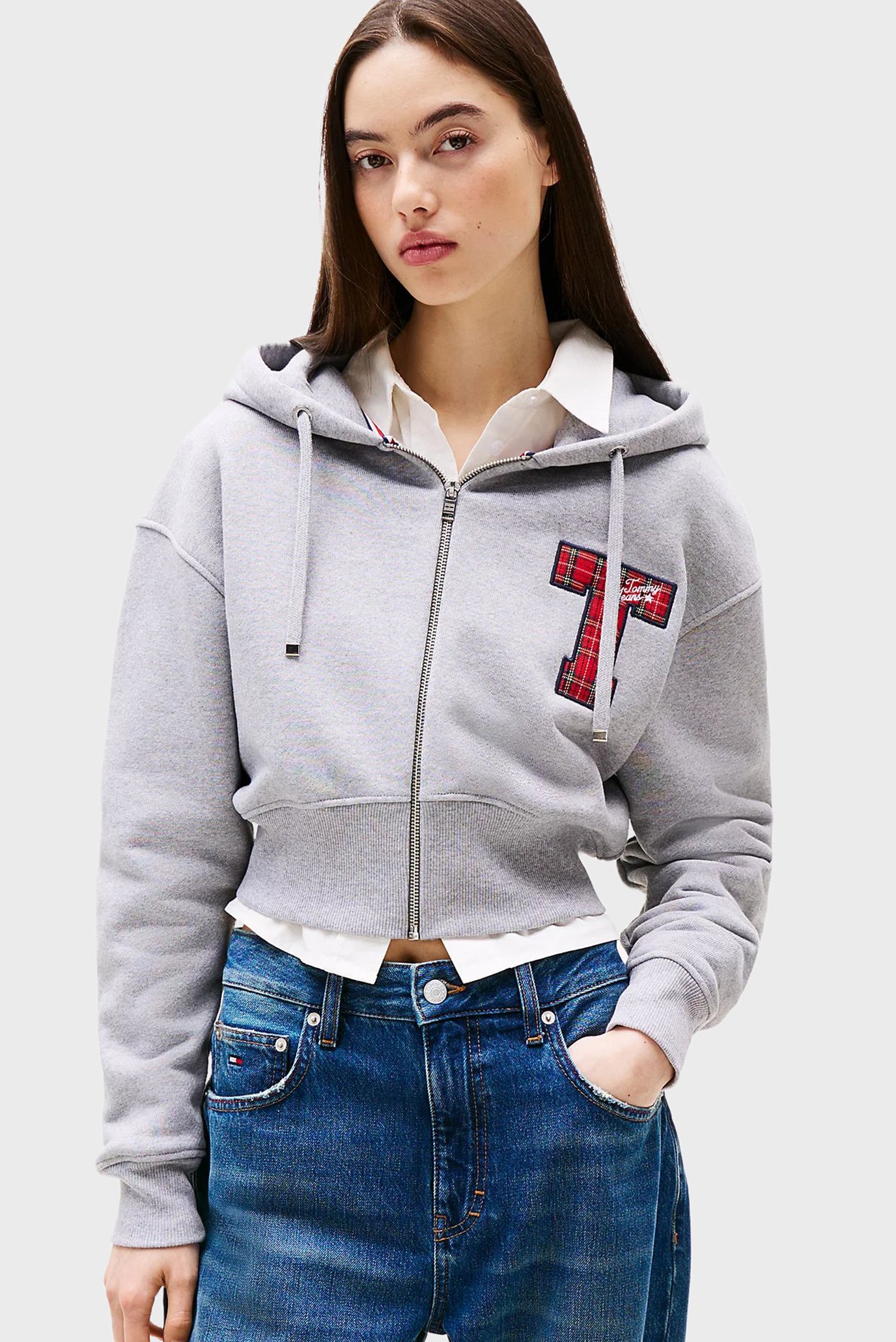 Женское серое худи TJW ZIP THRU HOODIE APPLIQUE 1