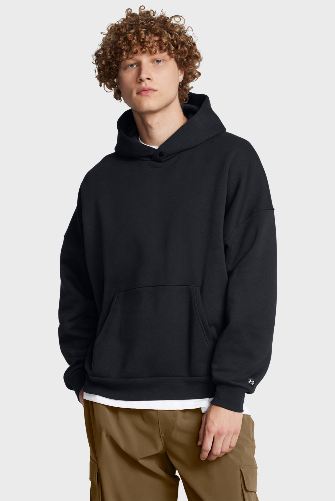 Мужское черное худи UA Icon Fleece OS Hood 1