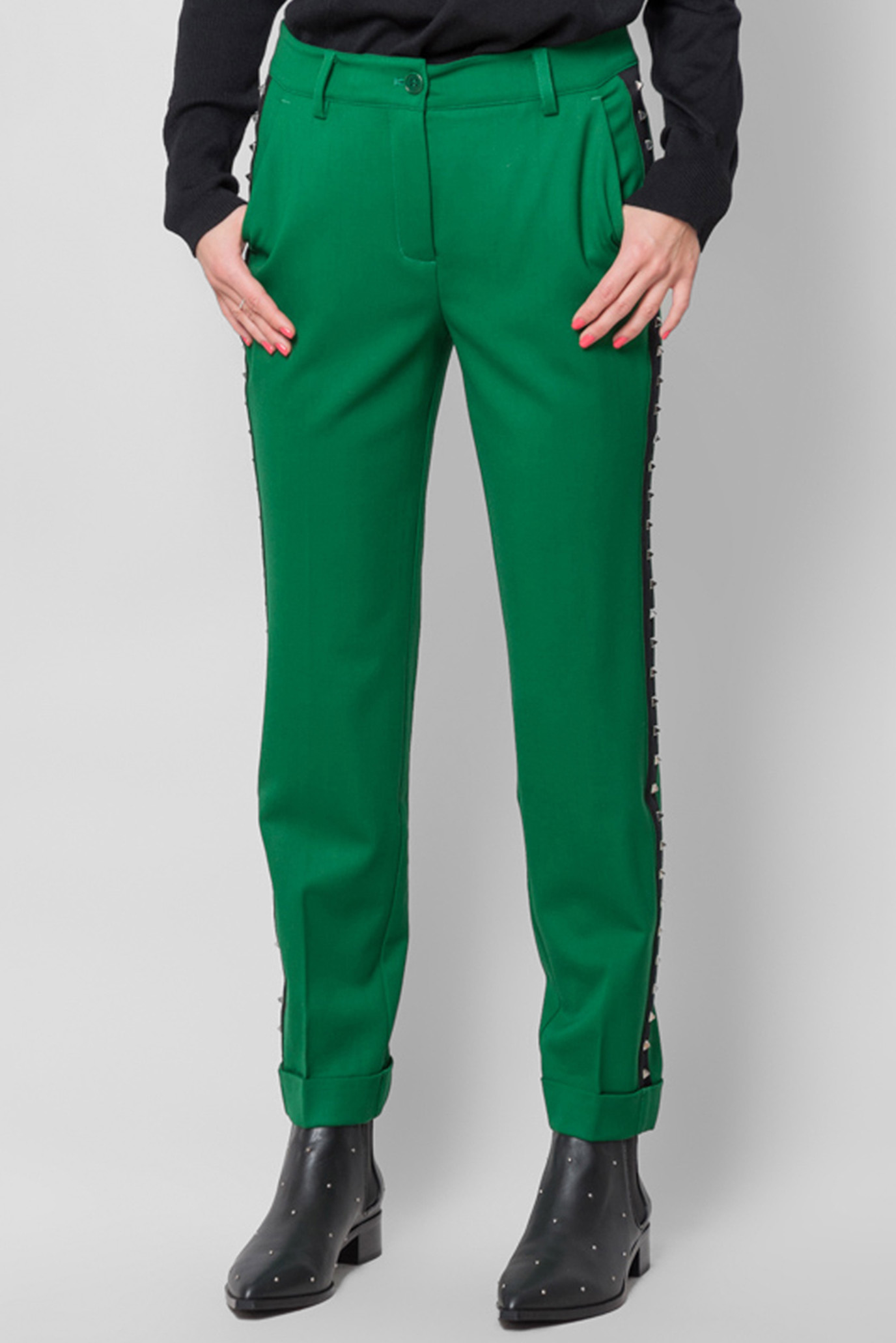 Женские зеленые шерстяные брюки 1