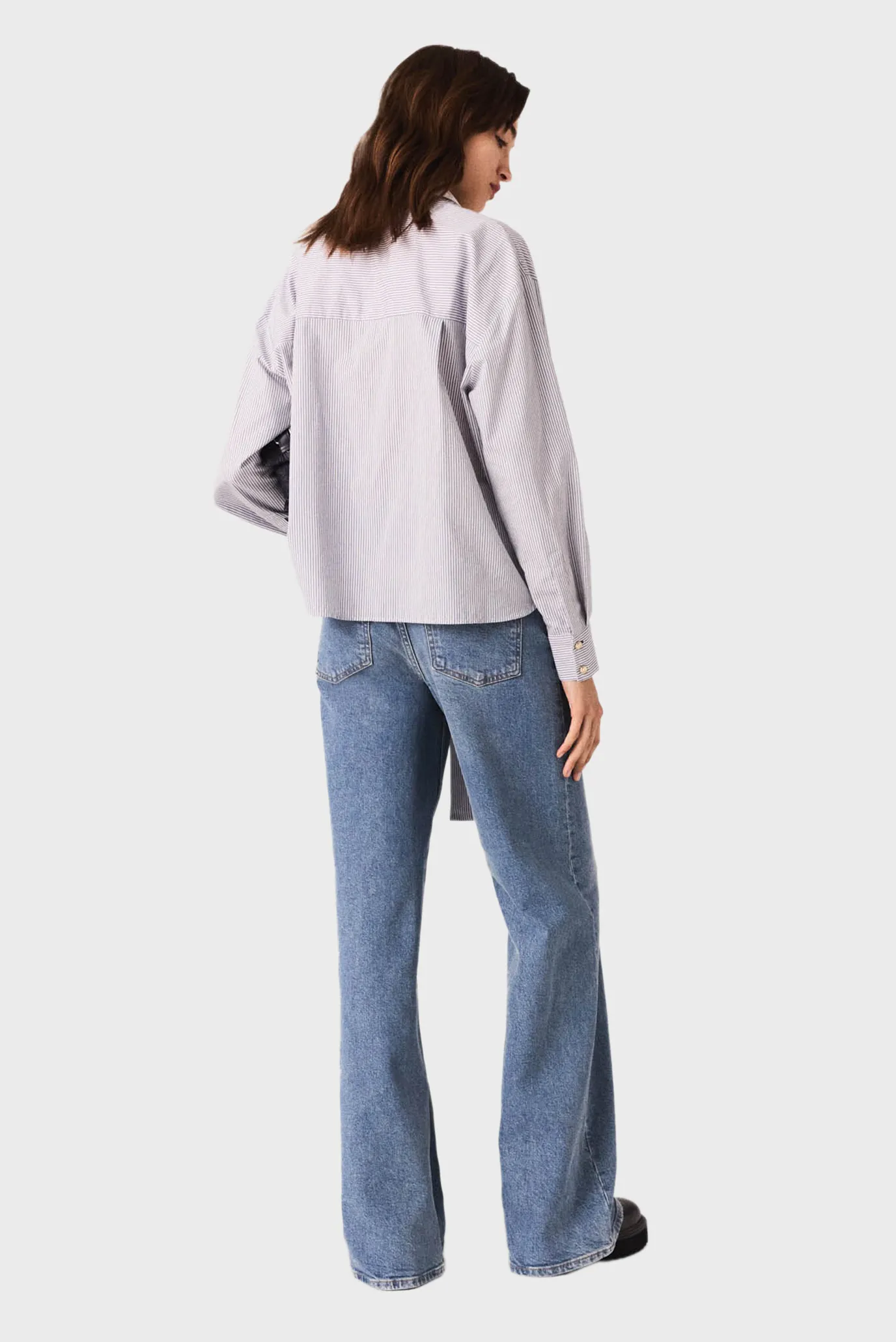 Жіноча блакитна сорочка у смужку 4