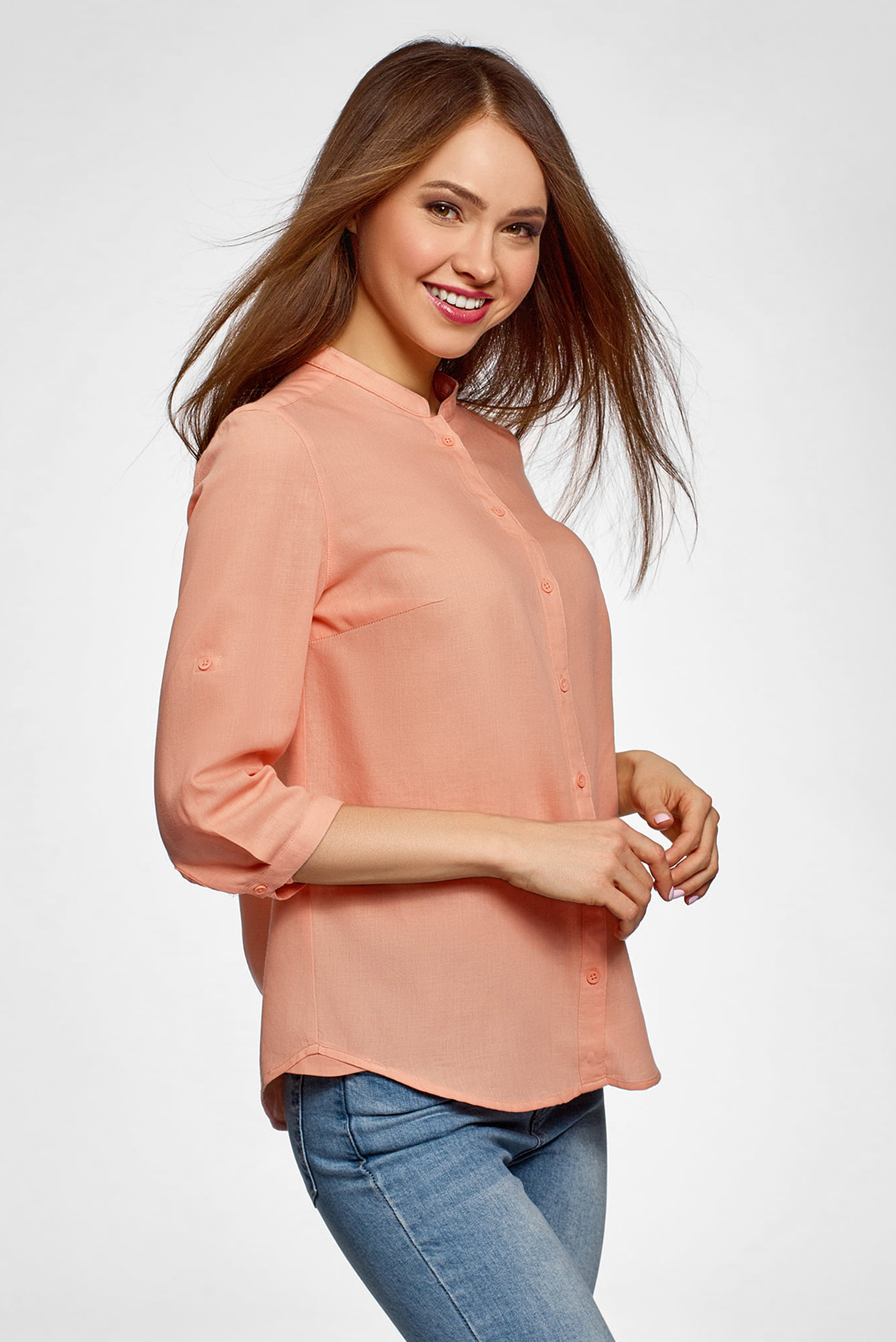 Женская персиковая рубашка 1