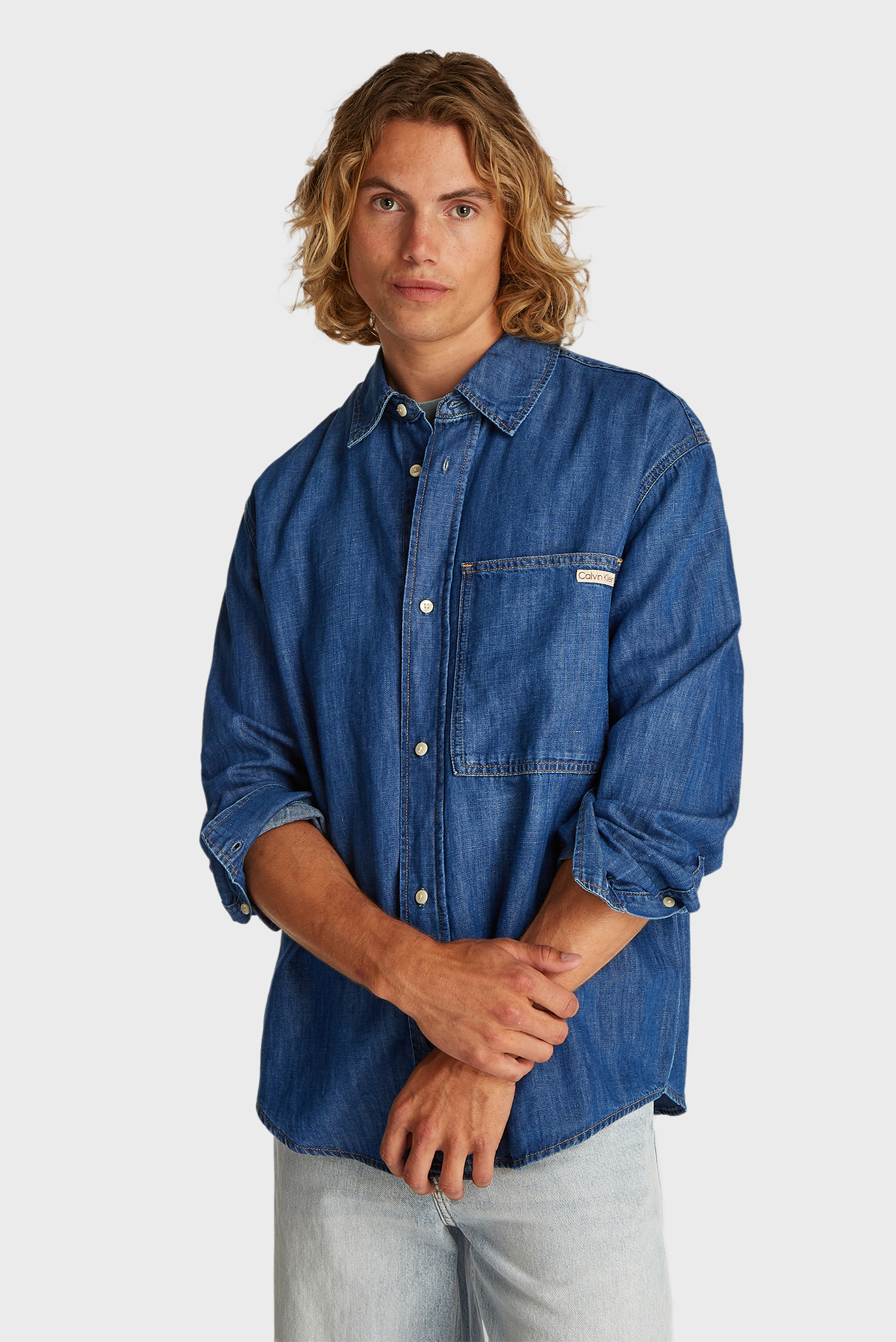 Мужская синяя джинсовая рубашка REGULAR Синий XL Calvin Klein Jeans J30J327509 Мужская синяя джинсовая рубашка REGULAR Синий XL Calvin Klein Jeans J30J327509