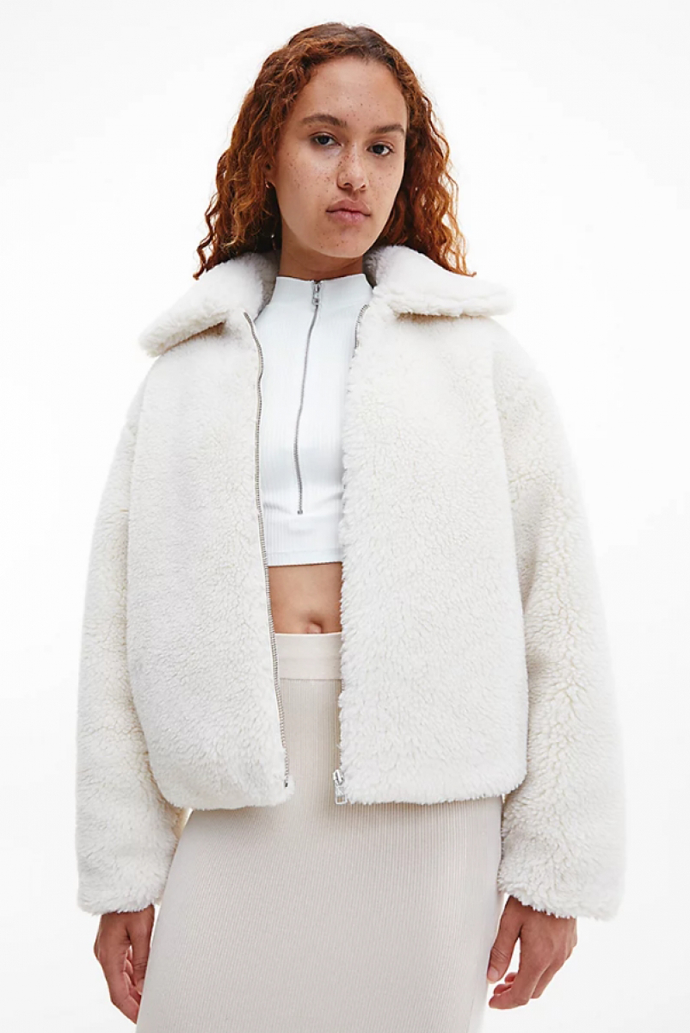 Calvin klein faux shop fur short jacket