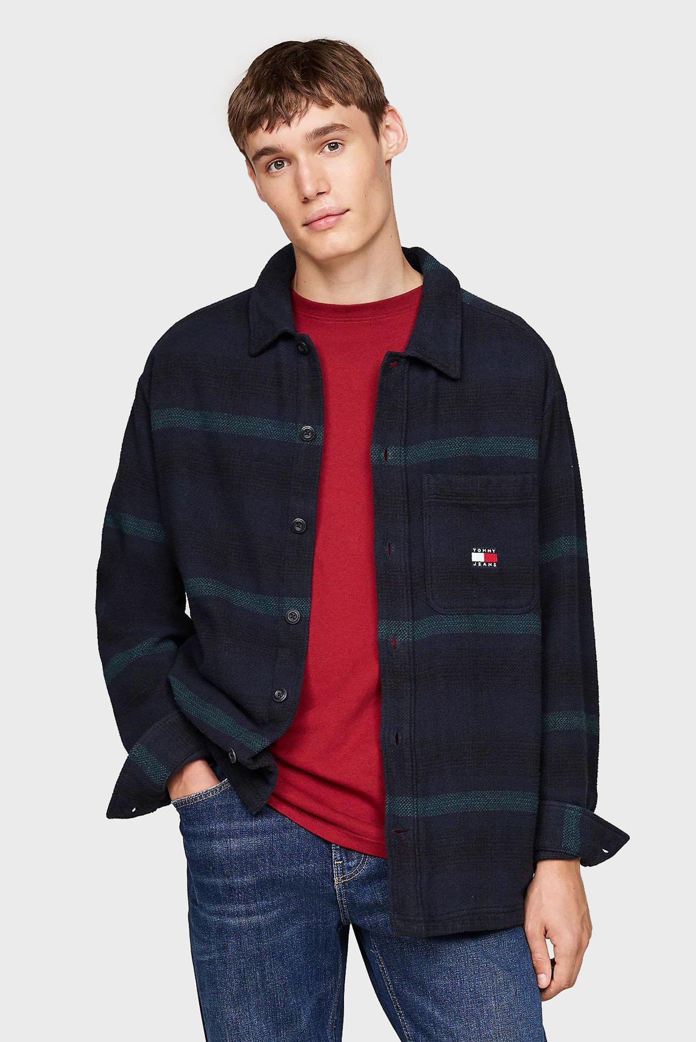 Чоловіча темно-синя картата сорочка TJM BADGE CHECK OVERSHIRT 1